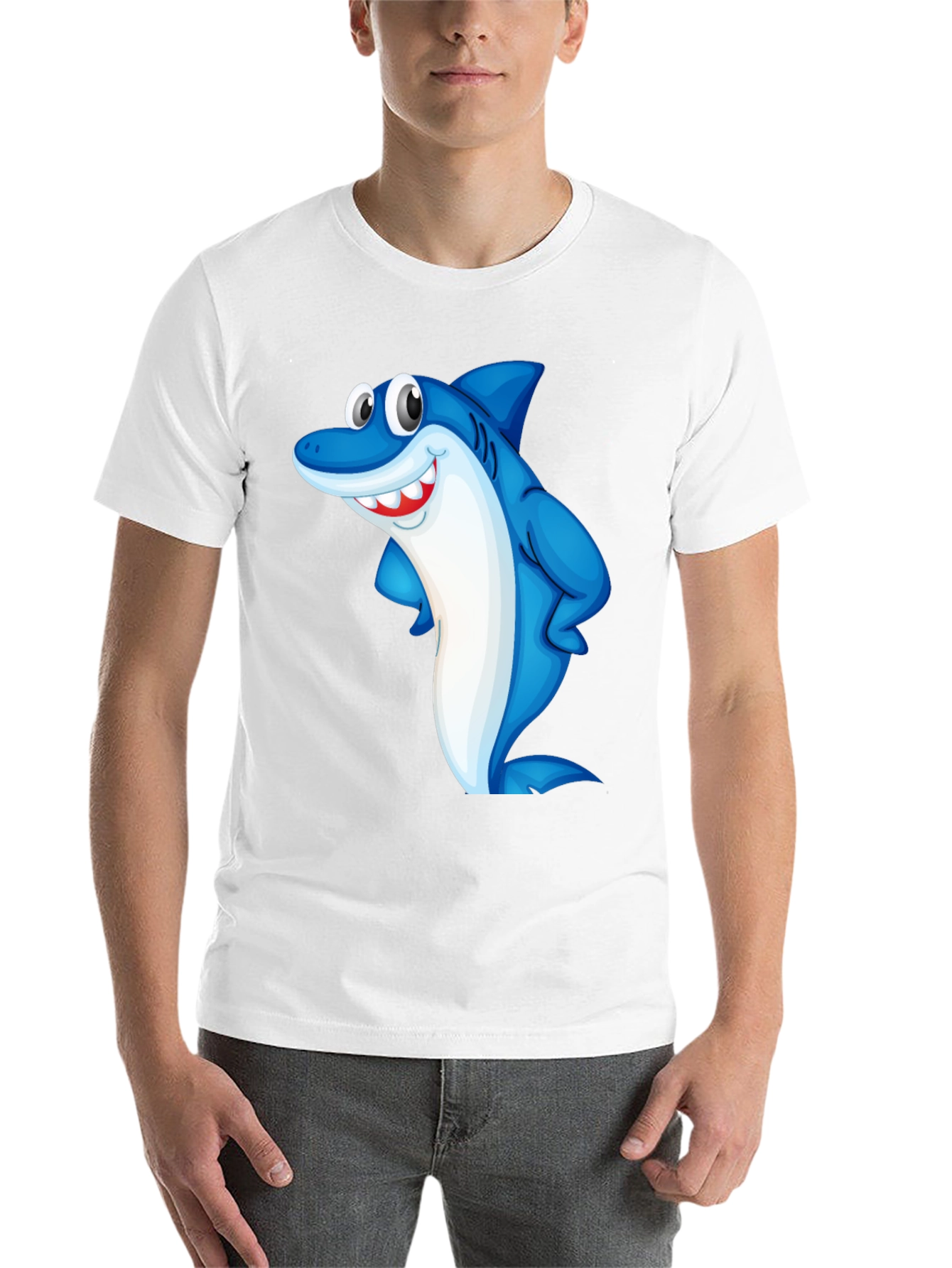 Black Funny Shark Graphic Tee - Black Cotton Blend T-Shirt view 14