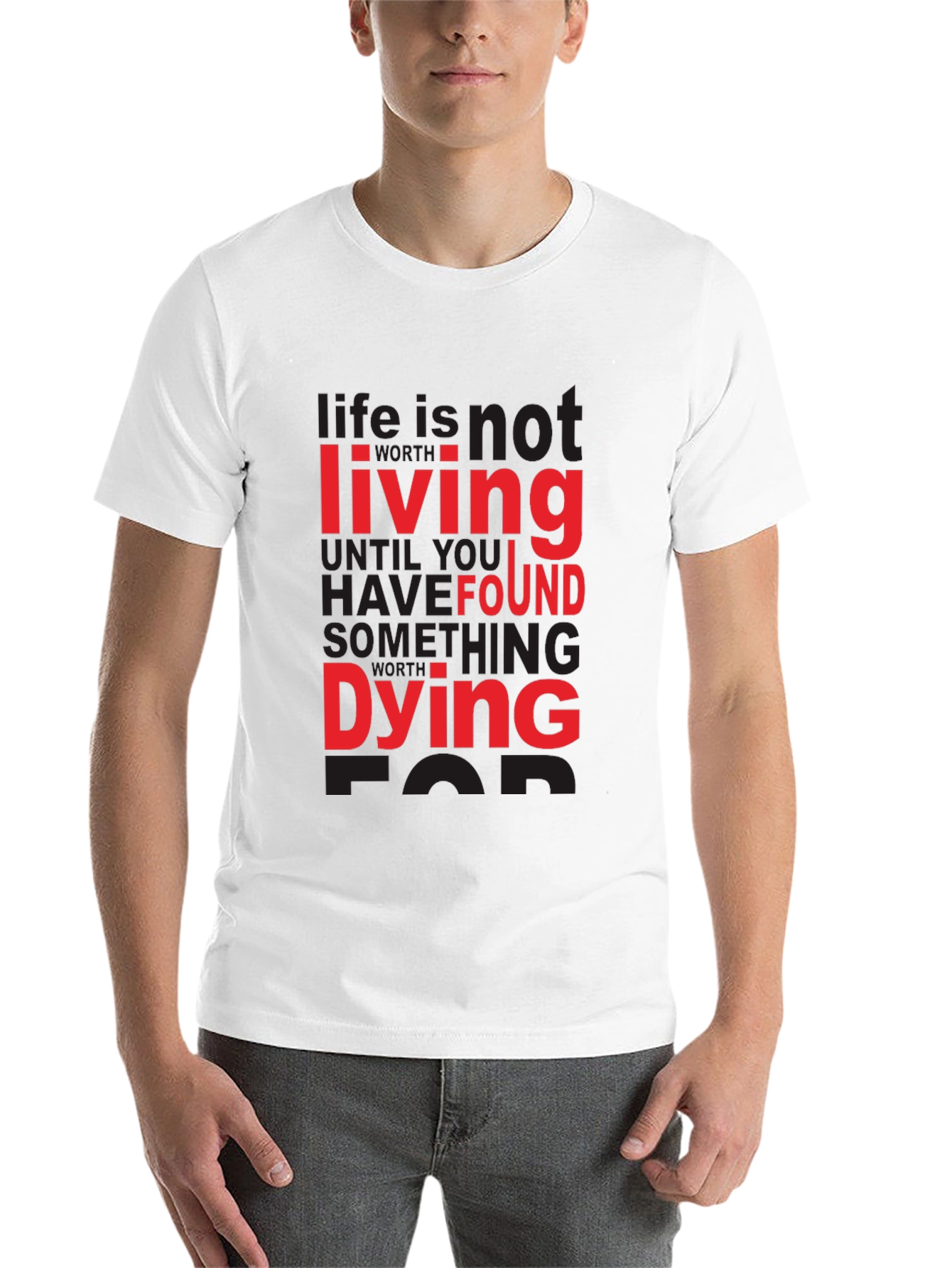 Black Life Quote T-Shirt - Living Dying Found Black Tee view 14