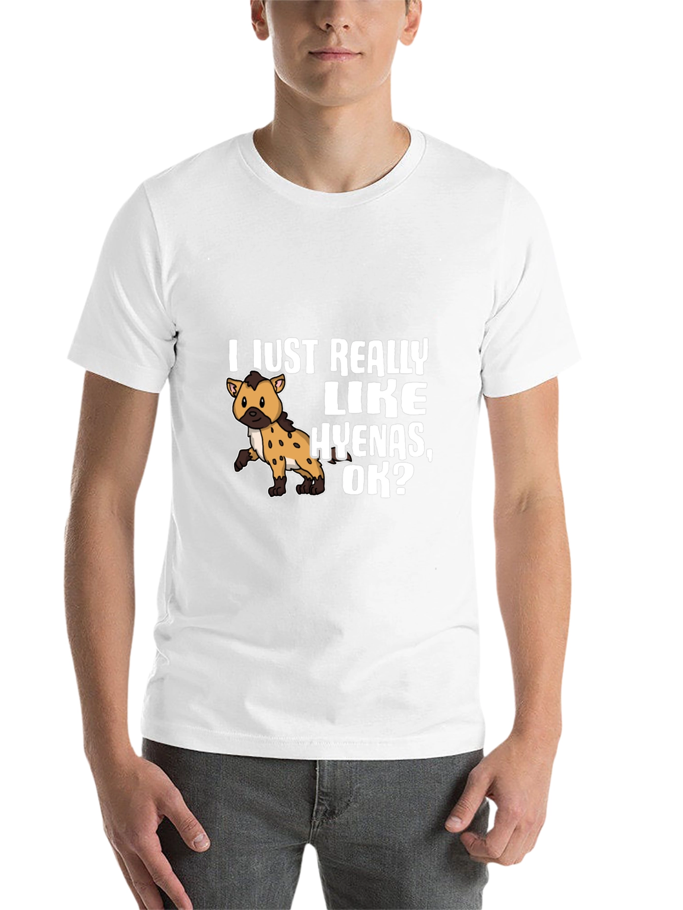Black Hyena Lover Graphic Tee - I Just Really Like Hyenas T-Shirt view 14