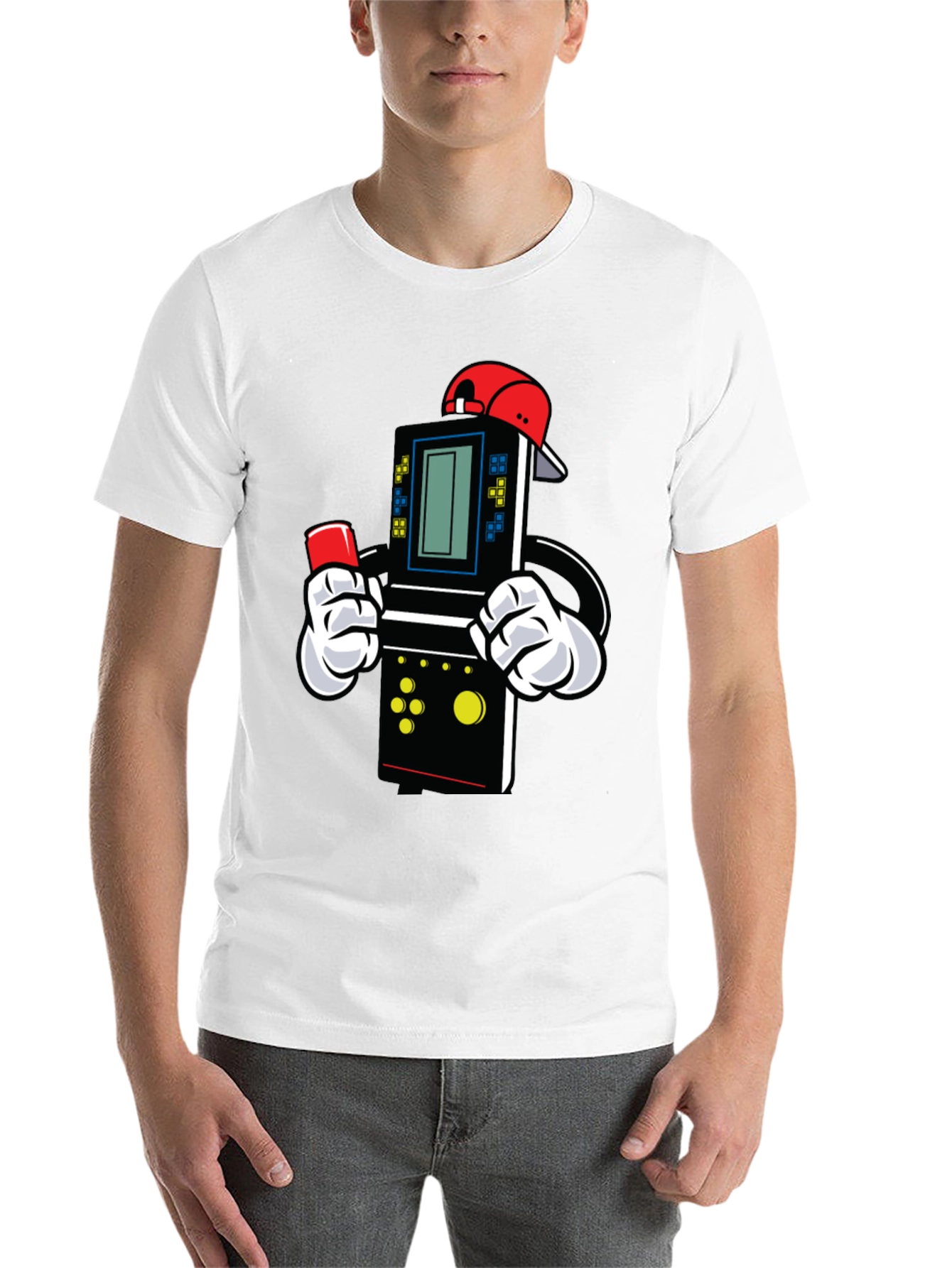 Black Retro Game Character T-Shirt view 14
