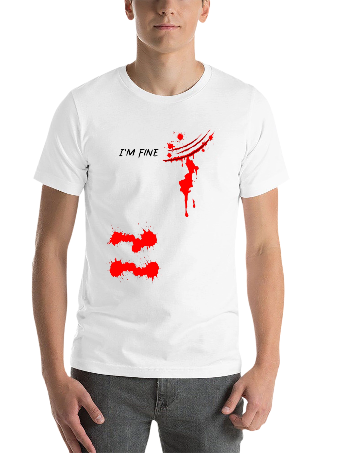 Black I'm Fine Graphic Tee - Black Cotton T-Shirt view 14