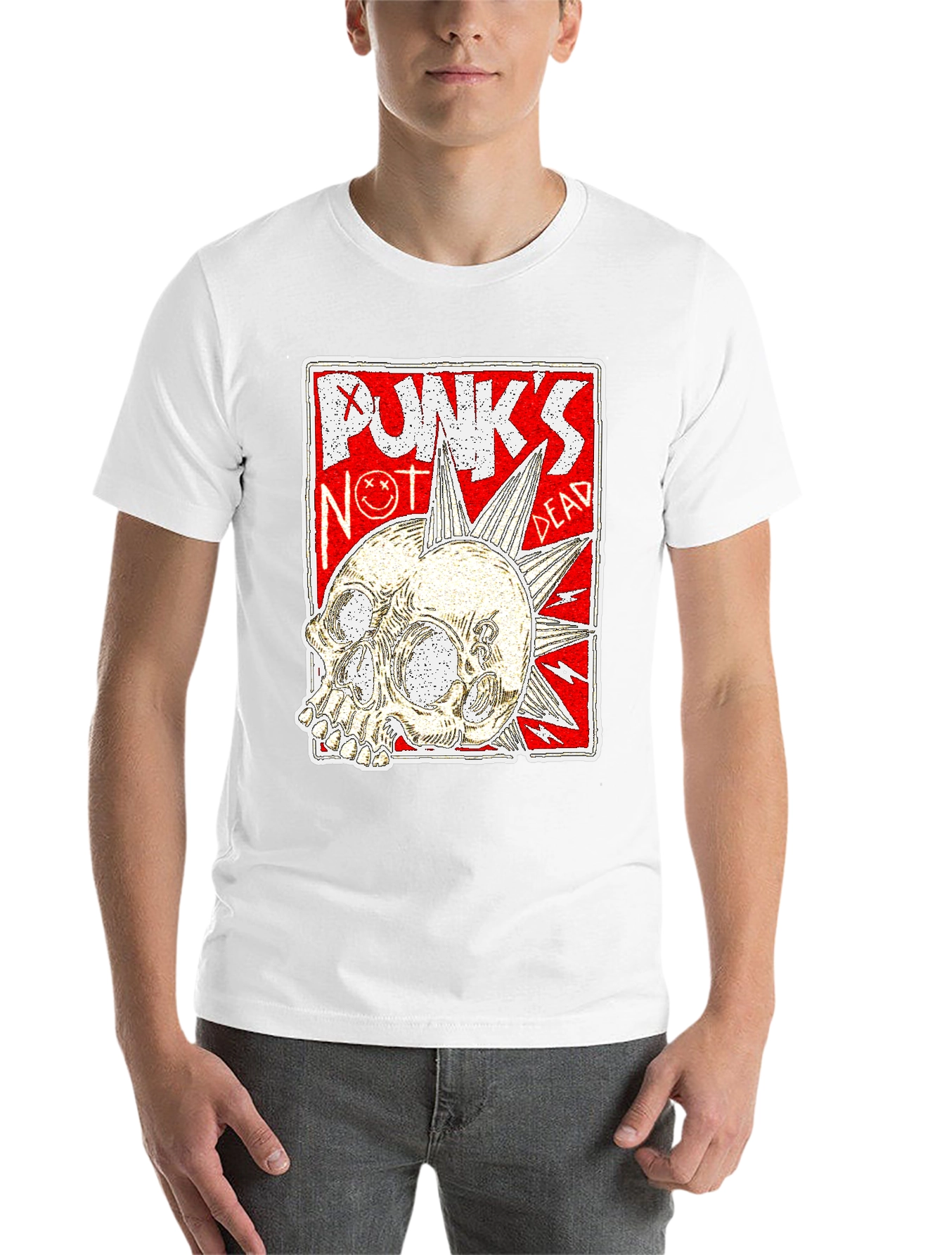 Black Punk's Not Dead Skull Graphic Tee - Black view 14