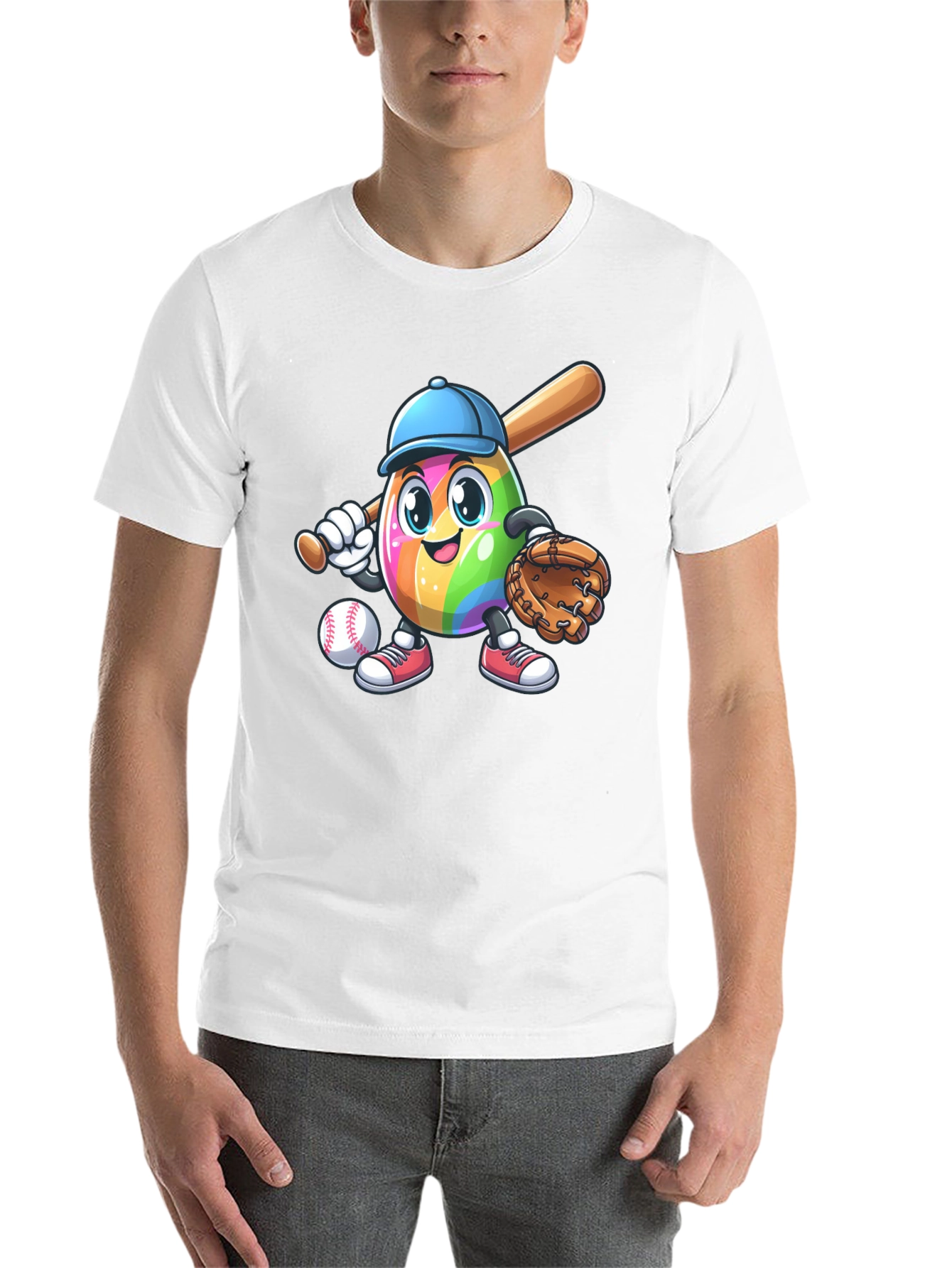 Black Rainbow Baseball Egg T-Shirt view 14