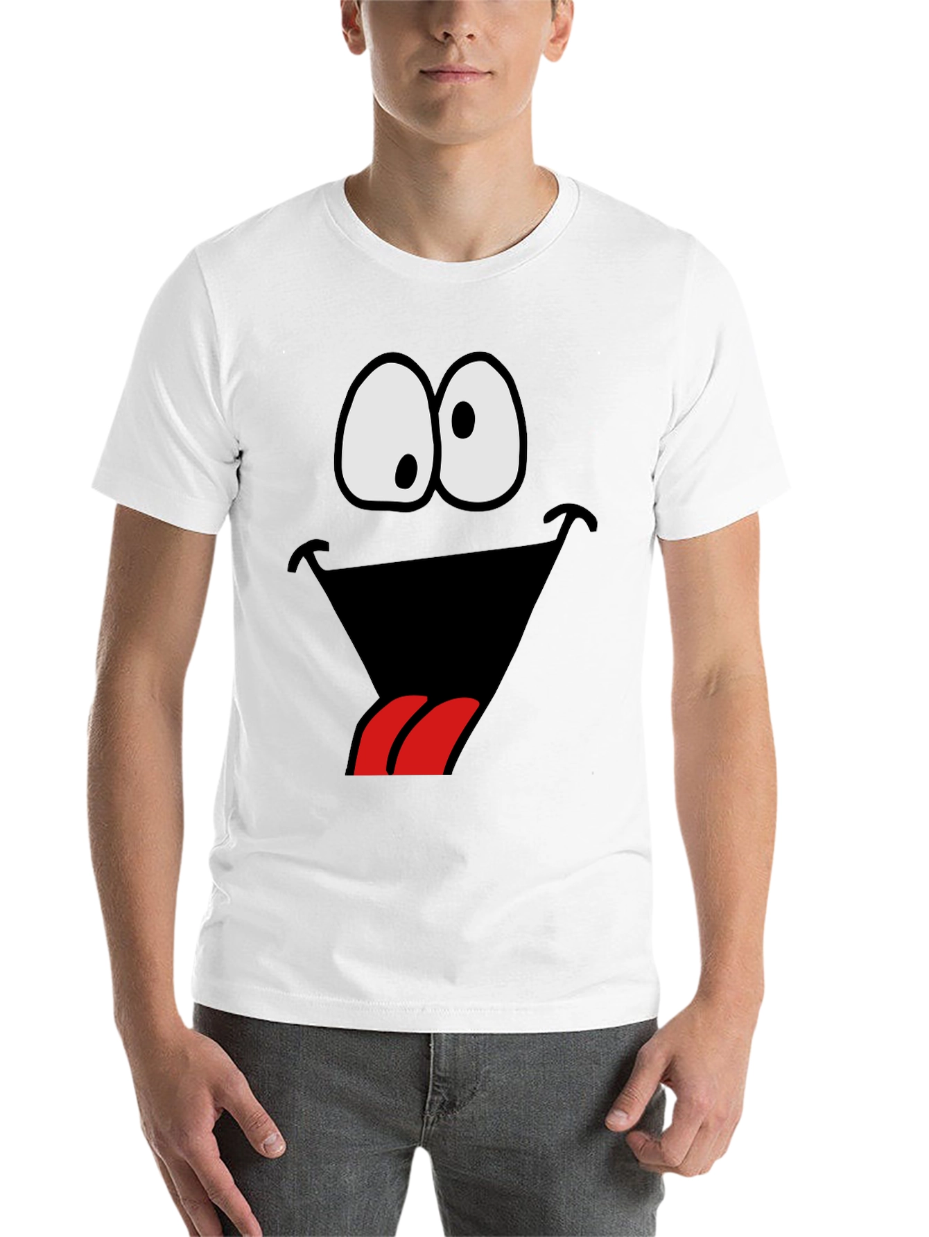 Black Funny Goofy Face Graphic Tee - Black view 14