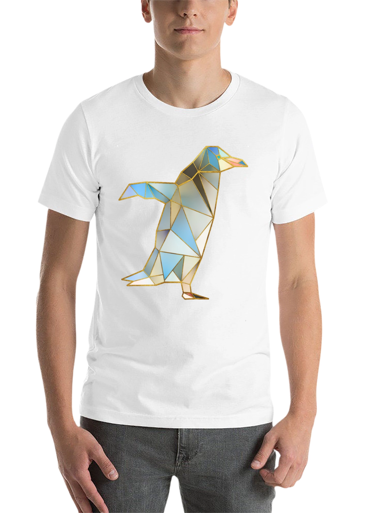 Black Geometric Penguin Graphic T-Shirt - Modern Art Design view 14