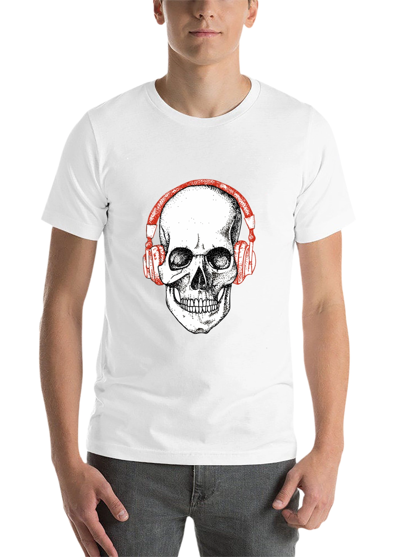 Black Skull Headphones Graphic Tee - Black view 14