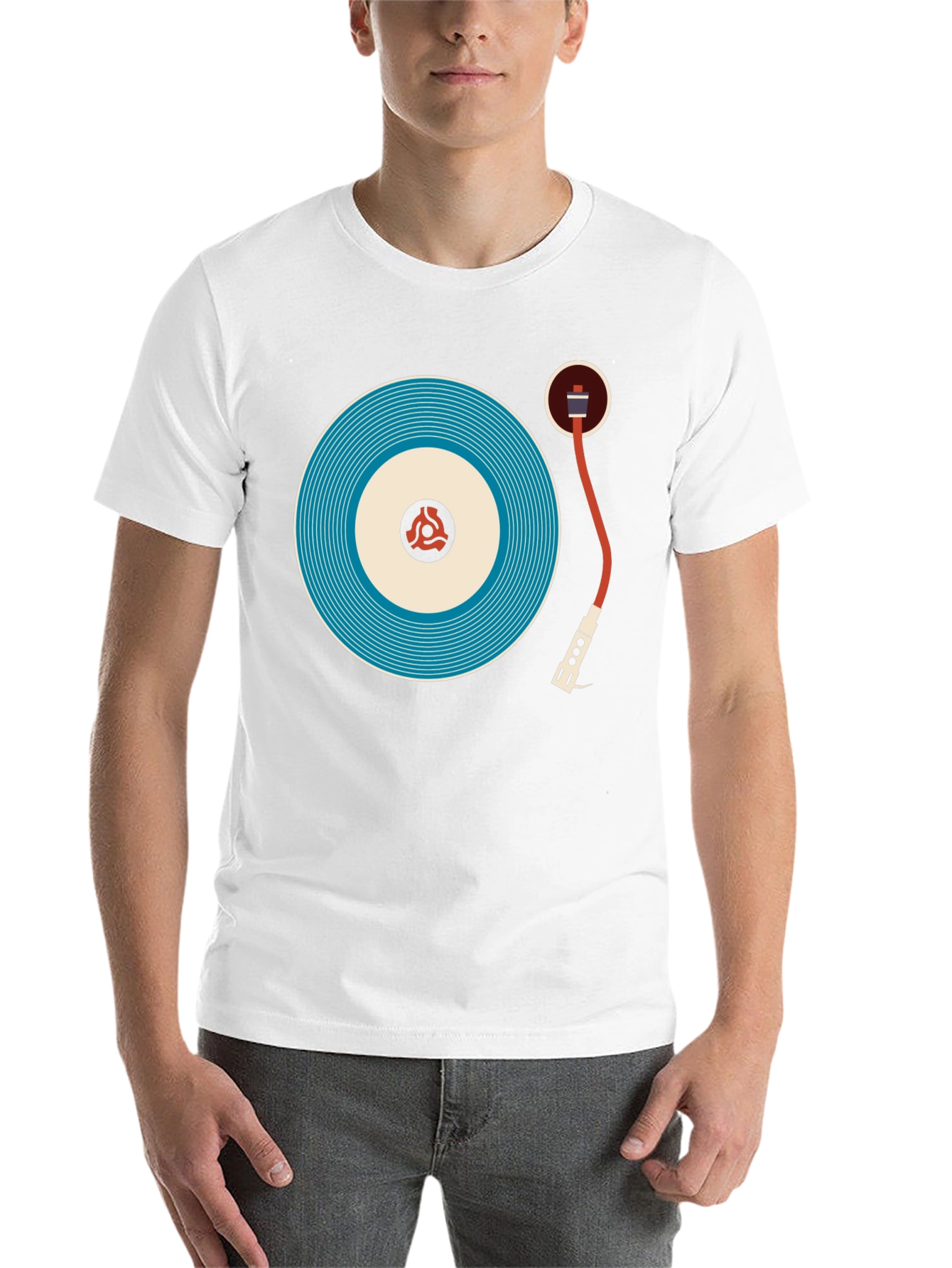 Black Retro Turntable Graphic Tee - Cool Music Lover Shirt view 14