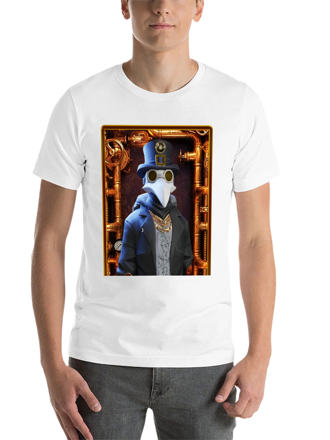 Black Steampunk Plague Doctor Graphic T-Shirt - Unique Design view 14