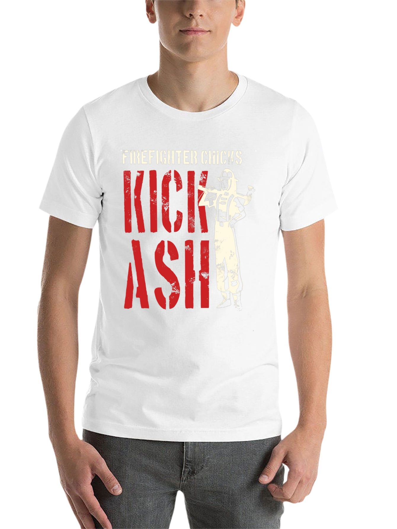 Black Firefighter Chicks Kick Ash T-Shirt view 14