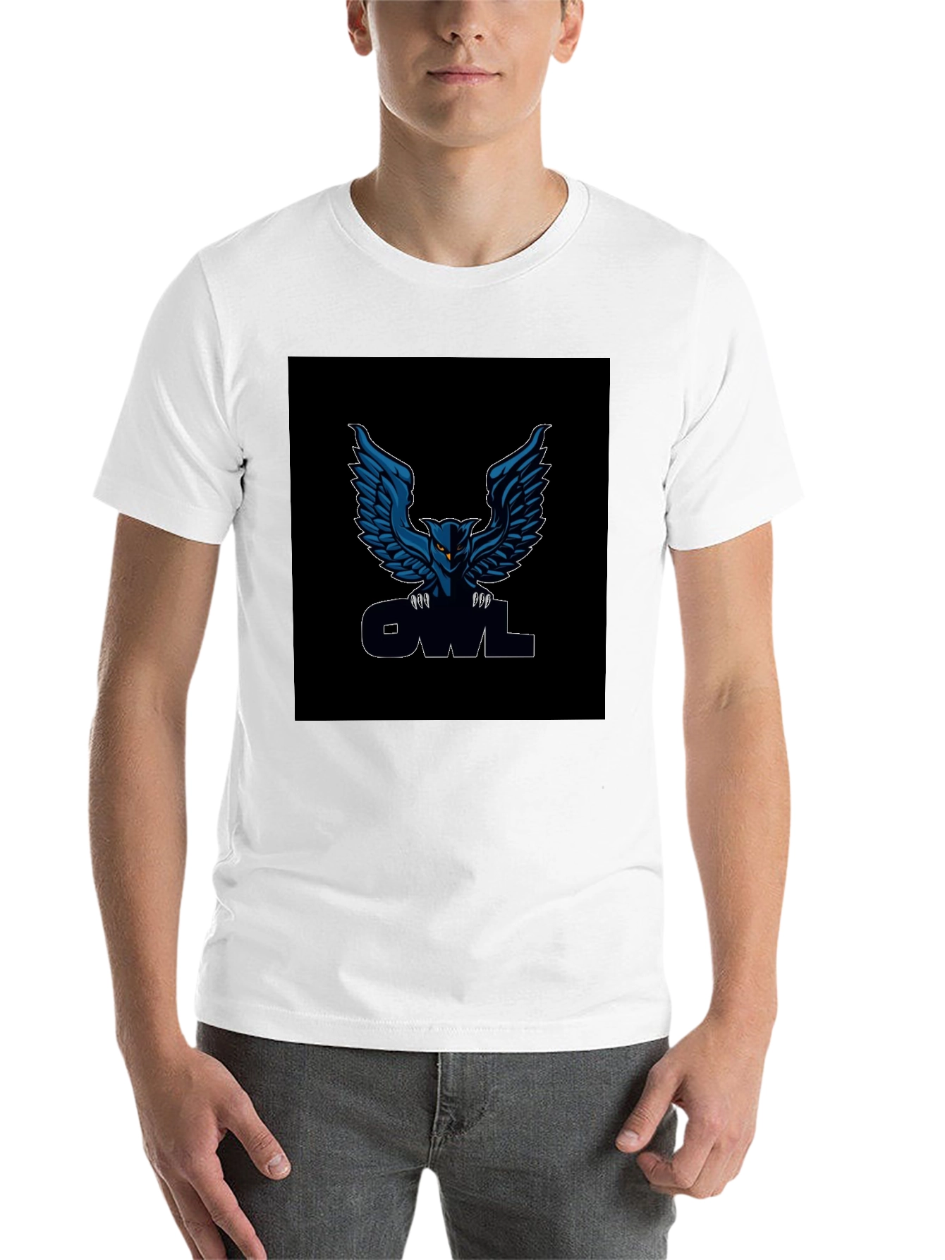 Black Men's Black Owl Graphic T-Shirt view 14