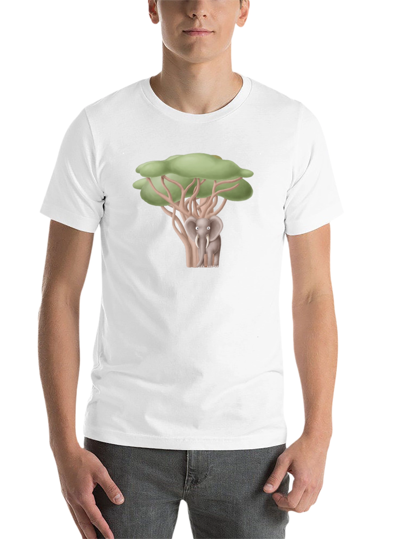 Black Elephant Under Tree Graphic T-Shirt view 14