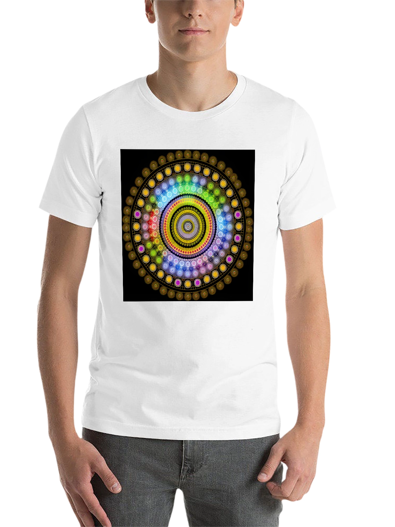 Black Geometric Mandala Graphic Black T-Shirt view 14