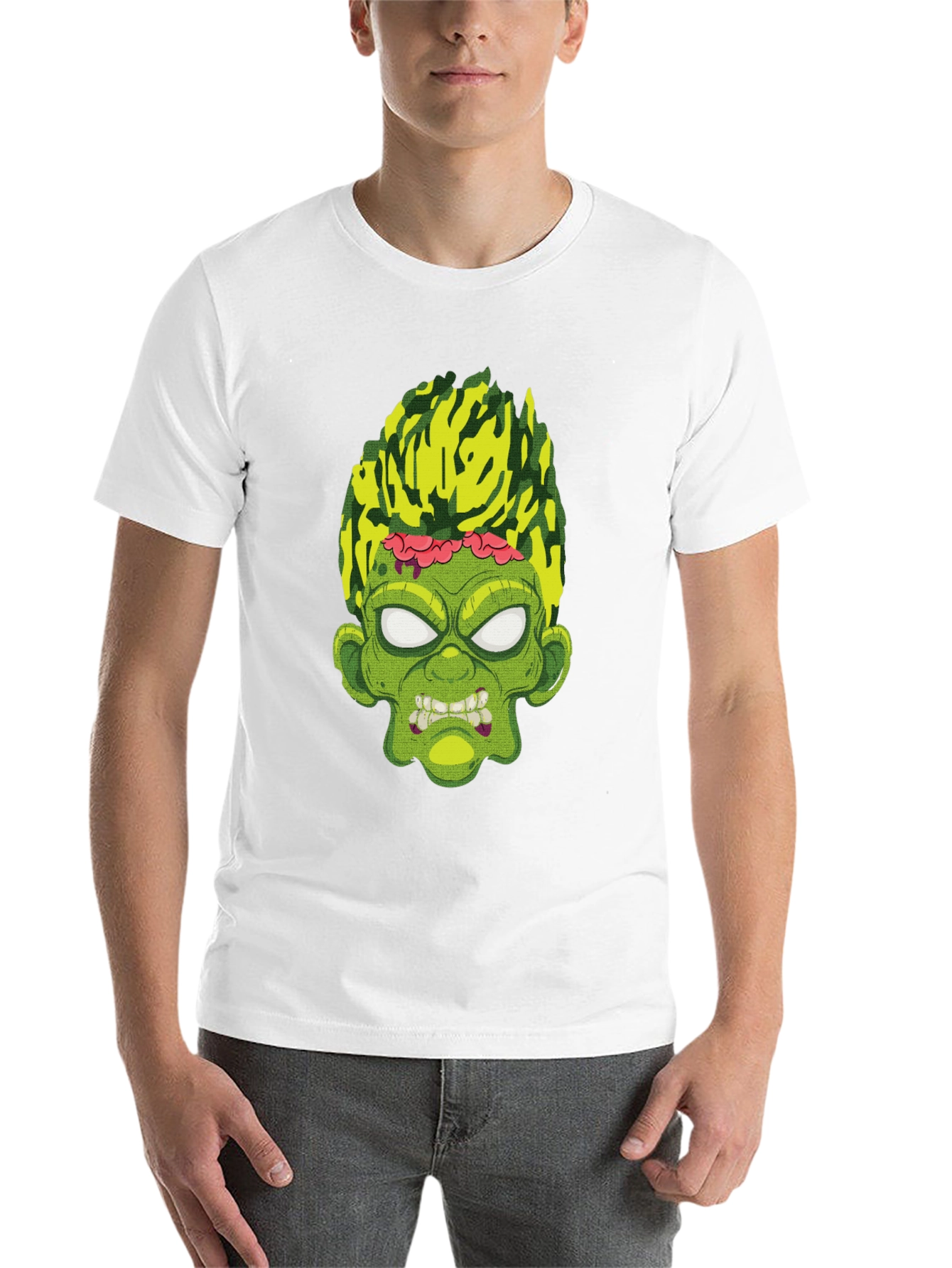 Zombie Face Graphic T-Shirt - Men's Black Tee - 14