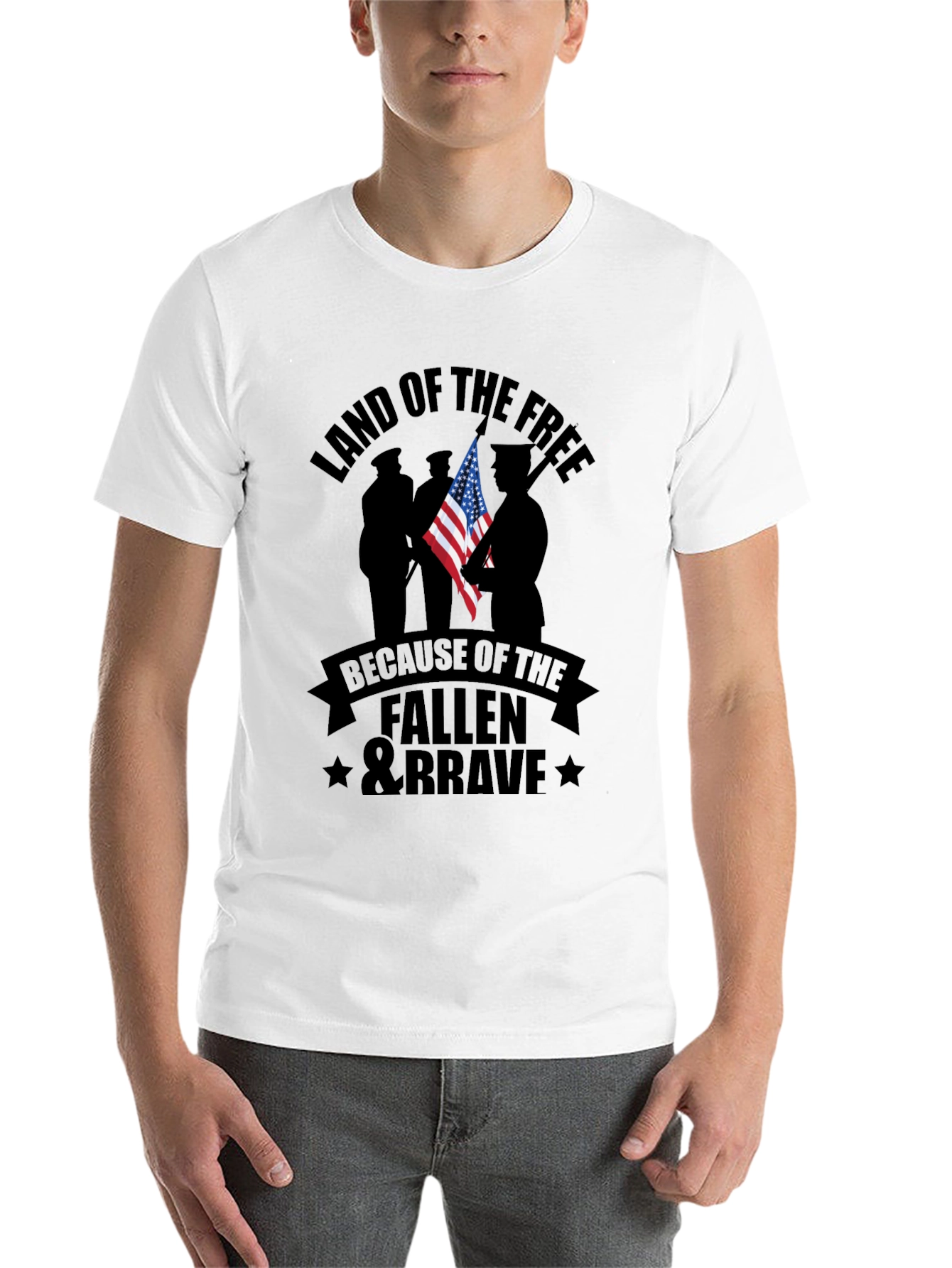 Black Land of the Free Fallen & Brave Graphic Tee view 14