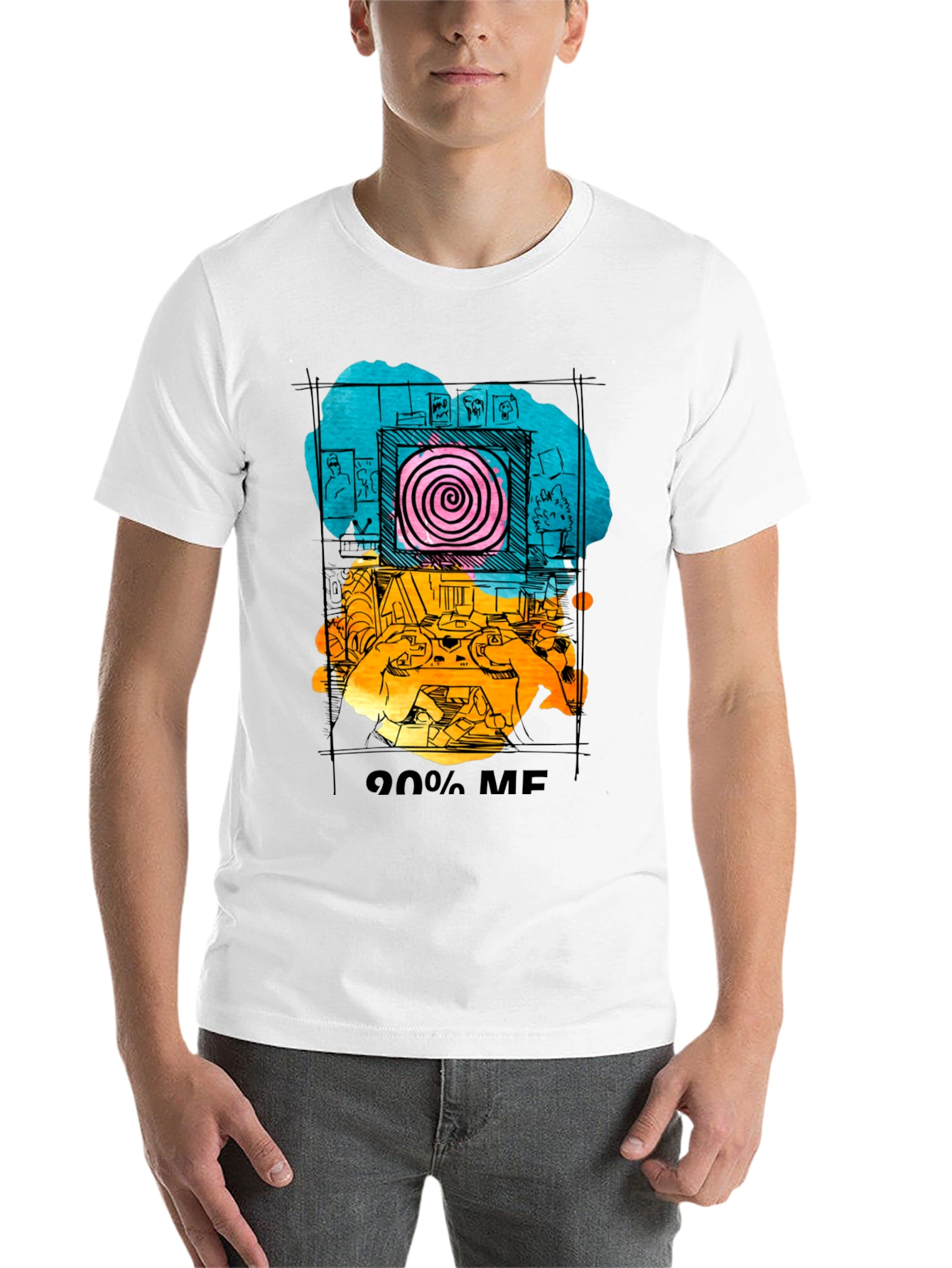 Black 90% Me Graphic T-Shirt - Quirky Artistic Tee view 14