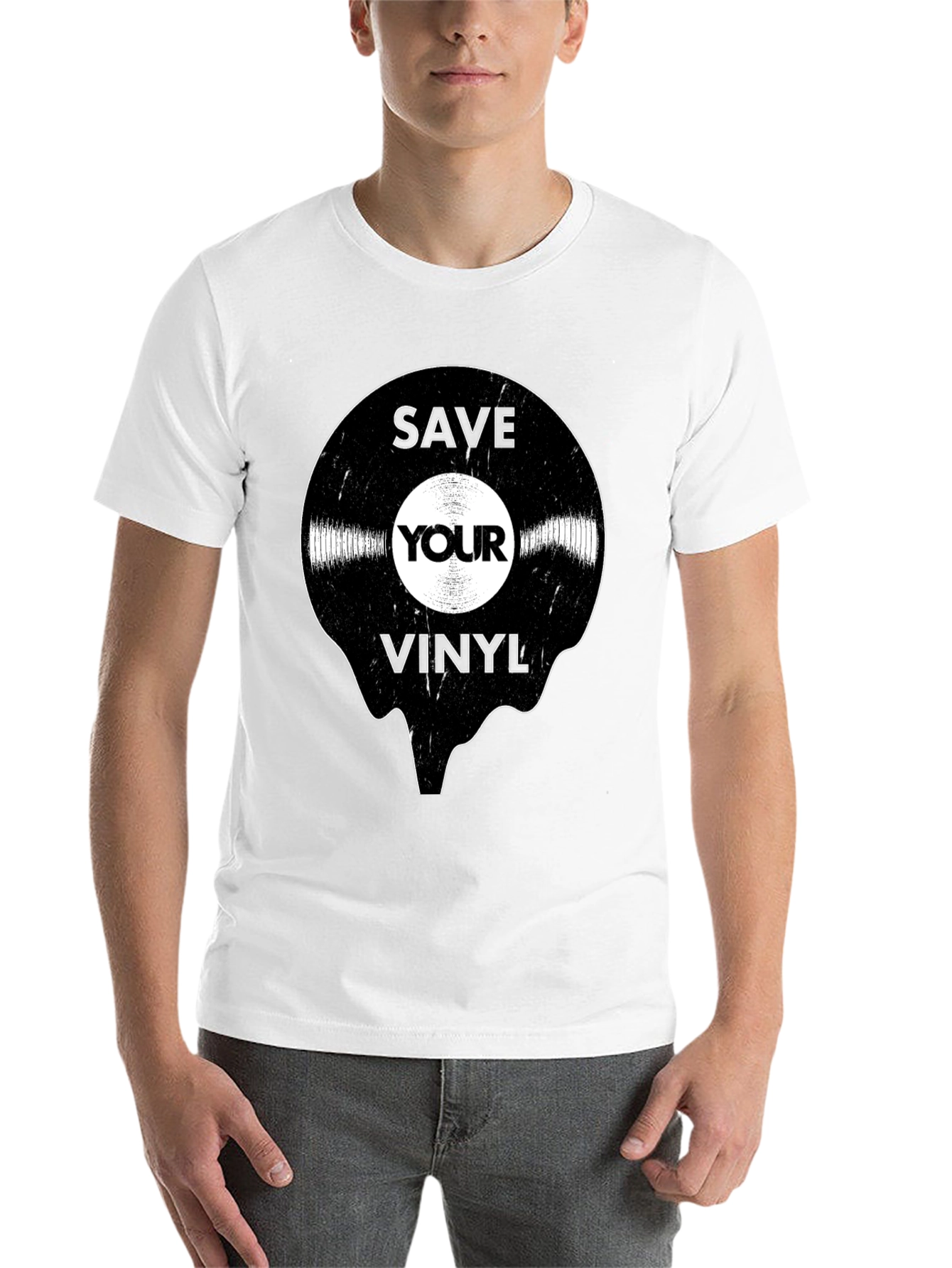 Black Save Your Vinyl Record Graphic T-Shirt - Retro Music Lover Tee view 14