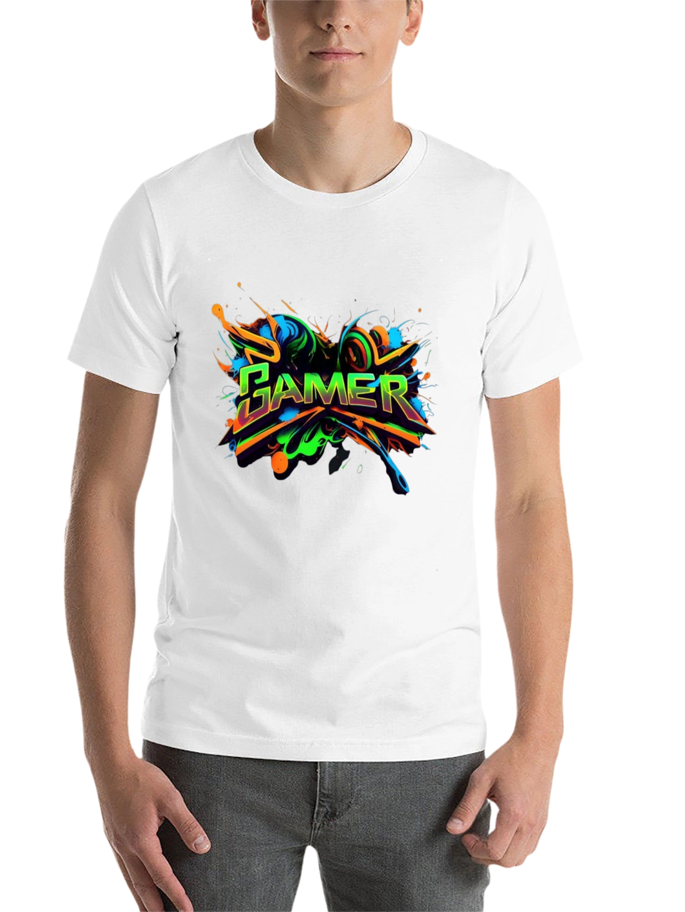 Black Gamer Graphic Tee - Vivid Design, Soft Fabric view 14