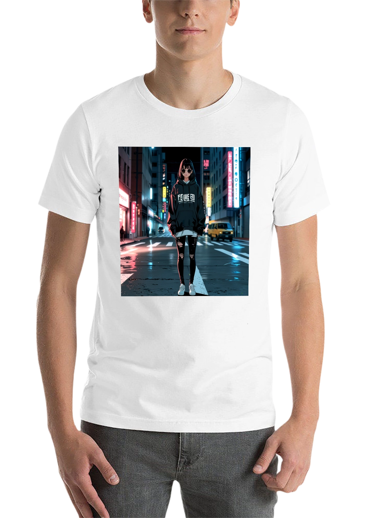 Black Anime Girl Graphic Black T-Shirt view 14