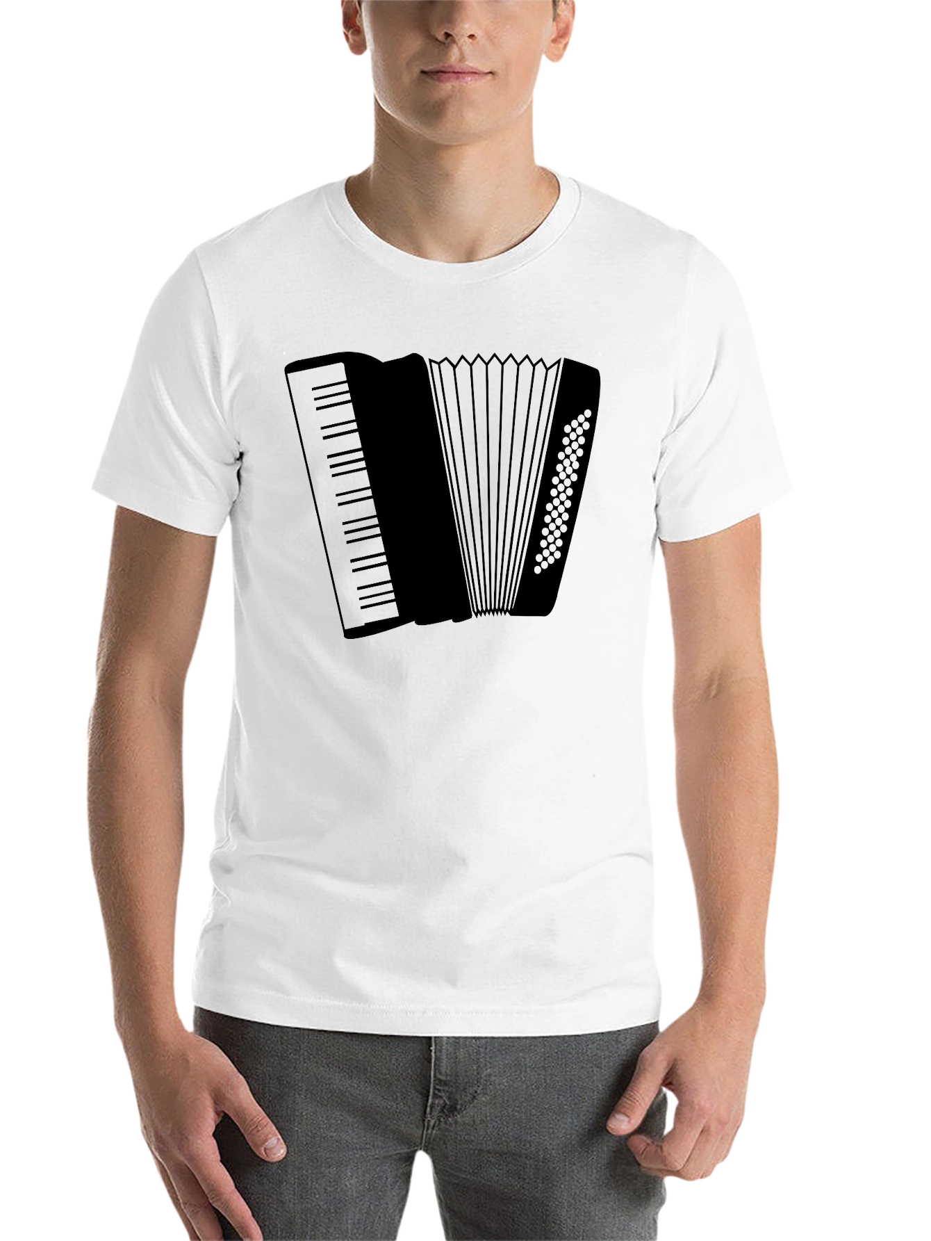 Black Accordion Graphic Tee - Stylish Musical Instrument Shirt view 14