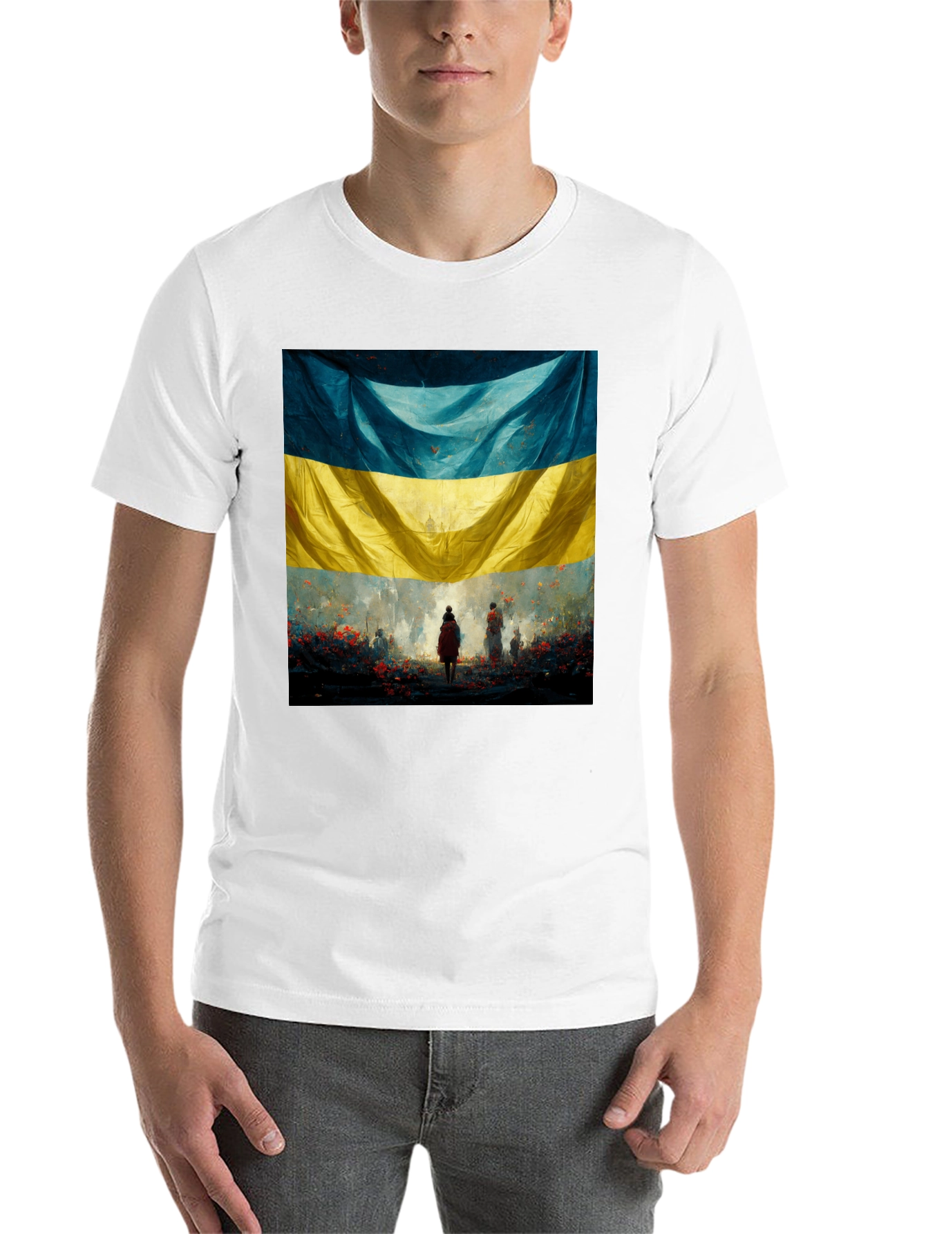 Black Ukraine Flag Art Graphic T-Shirt view 14