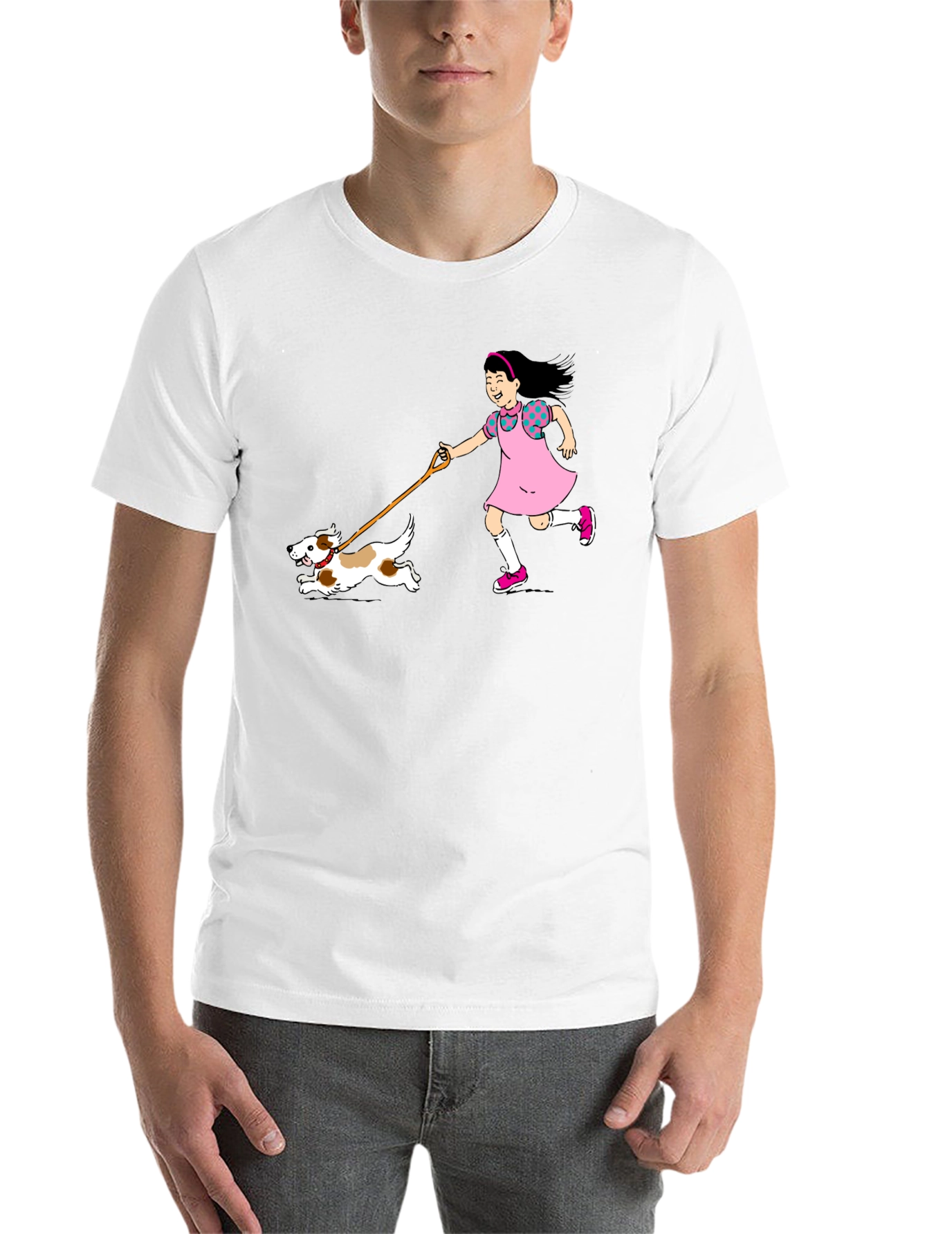 Black Girl & Dog T-Shirt - Black Cotton Graphic Tee view 14
