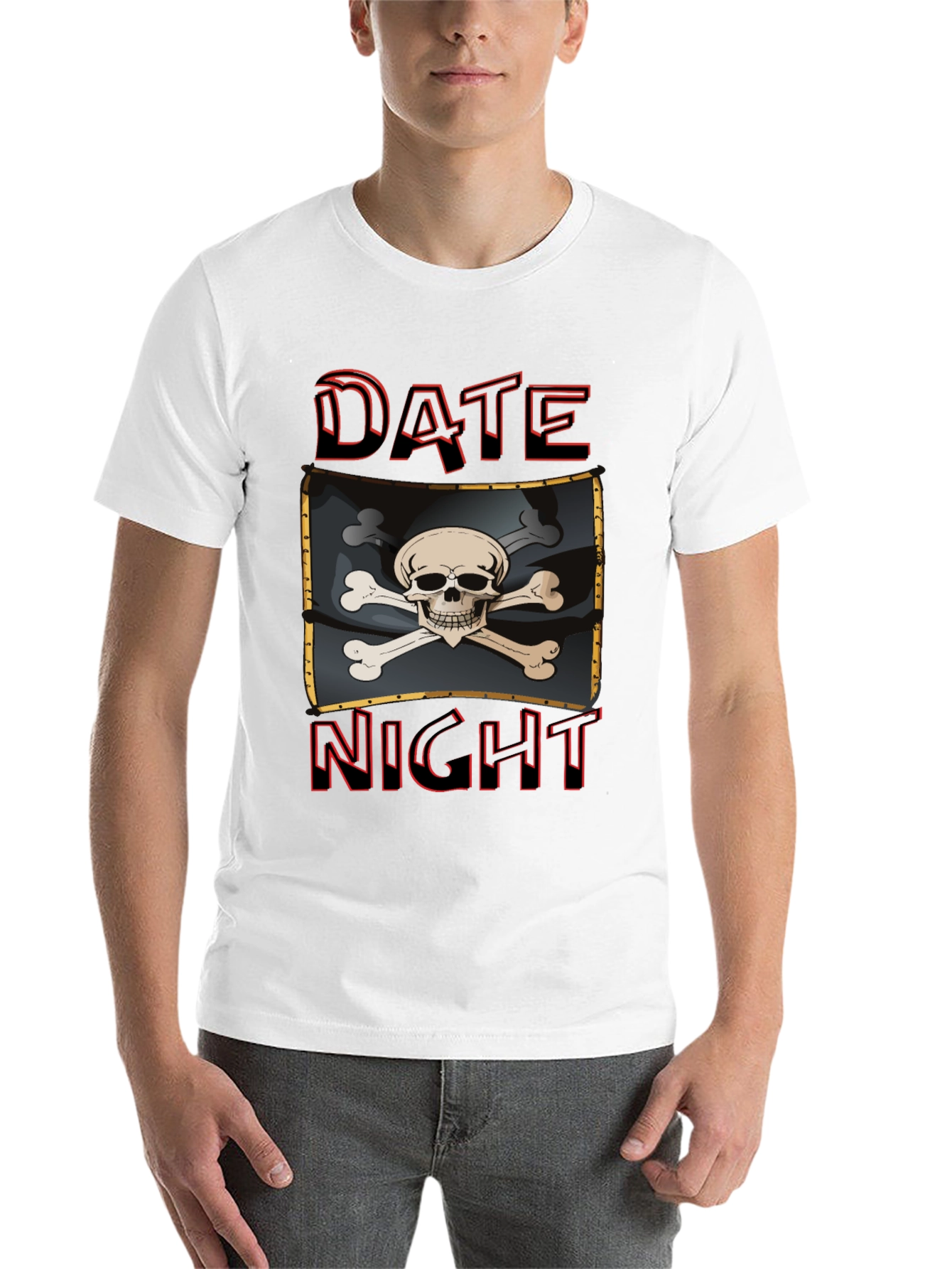 Black Date Night Skull and Crossbones Graphic T-Shirt view 14