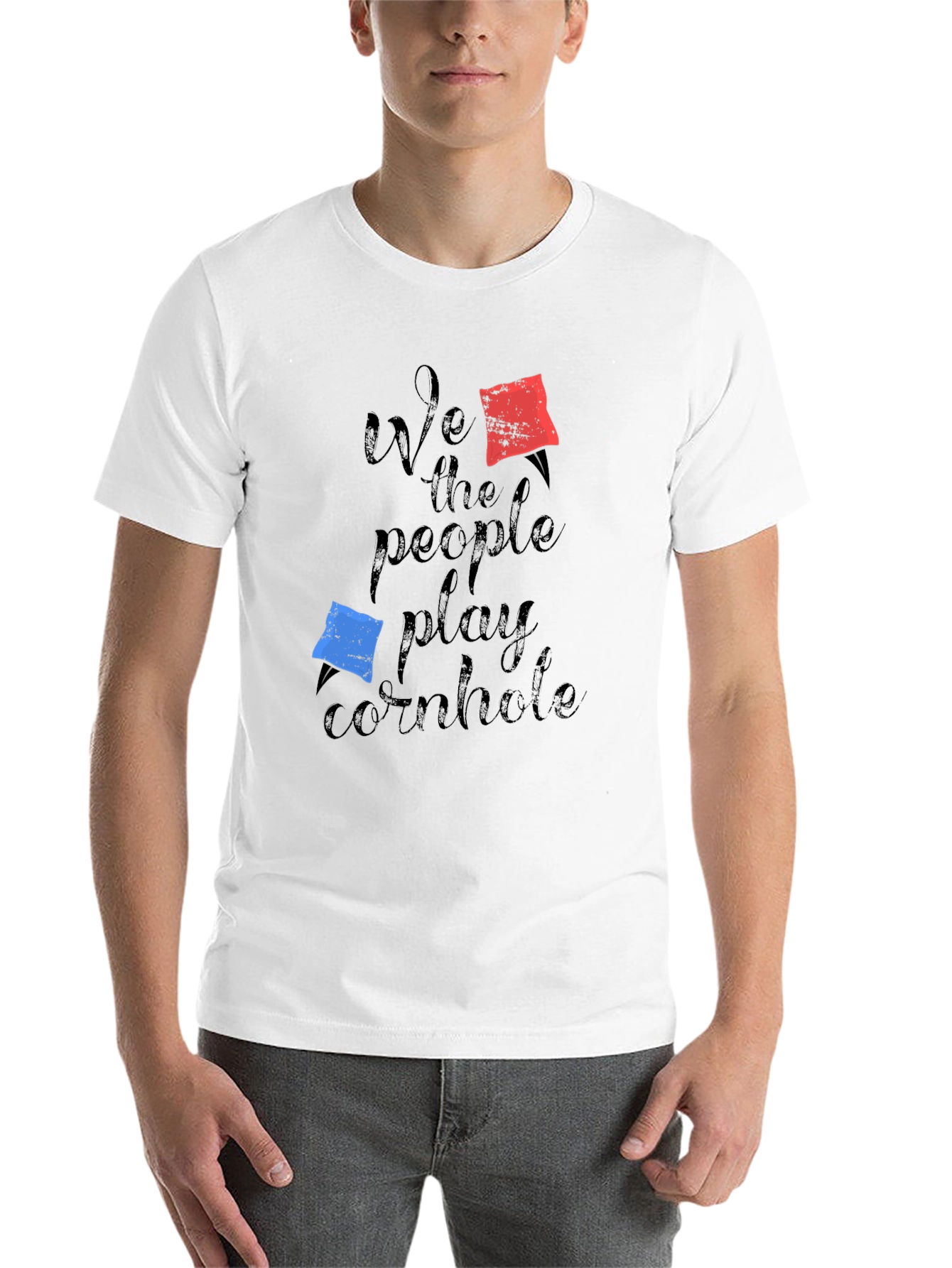 Black We The People Play Cornhole T-Shirt view 14