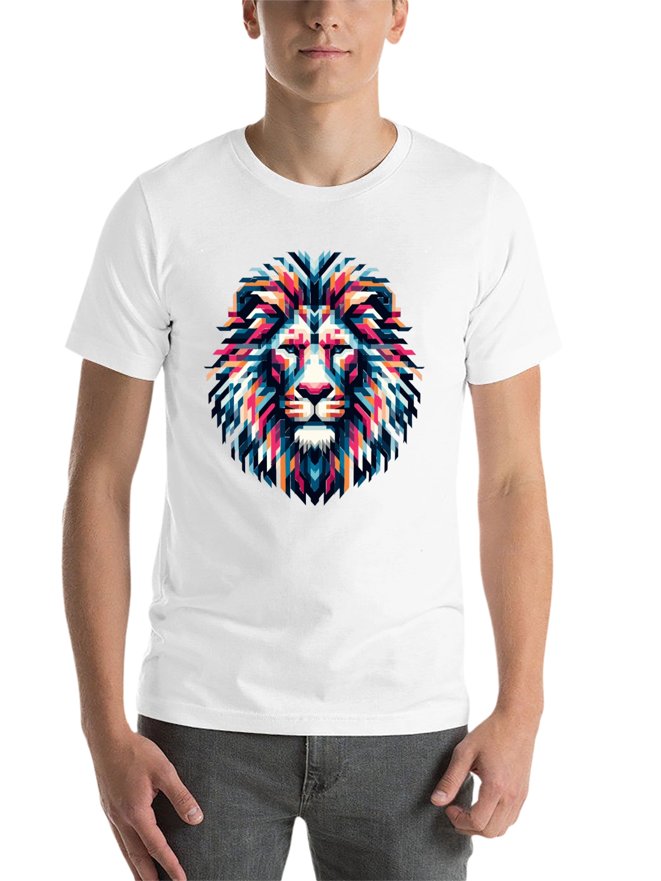 Black Geometric Lion Graphic Tee - Modern Artistic Style view 14