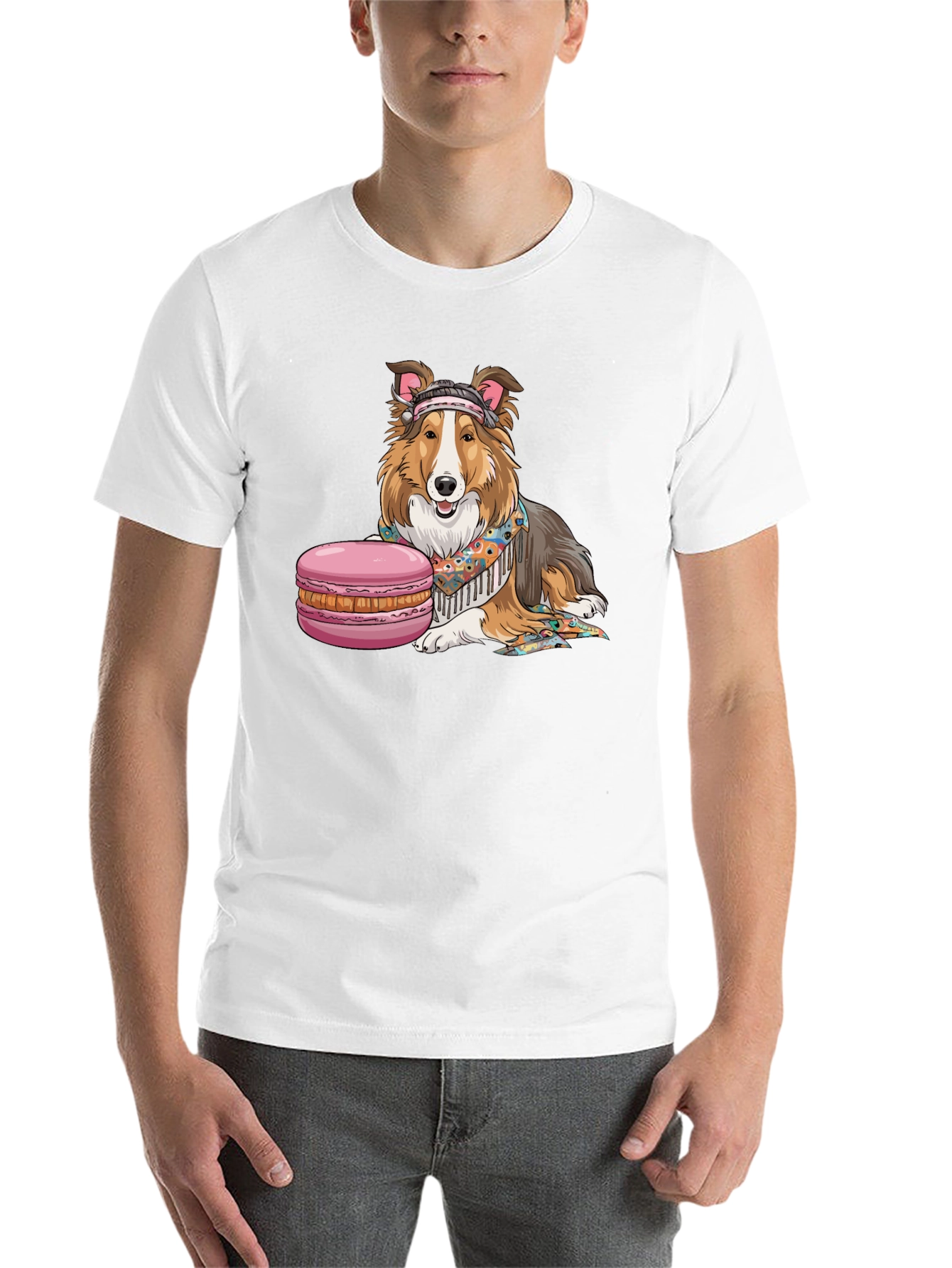 Dog with Macaron T-Shirt - 14