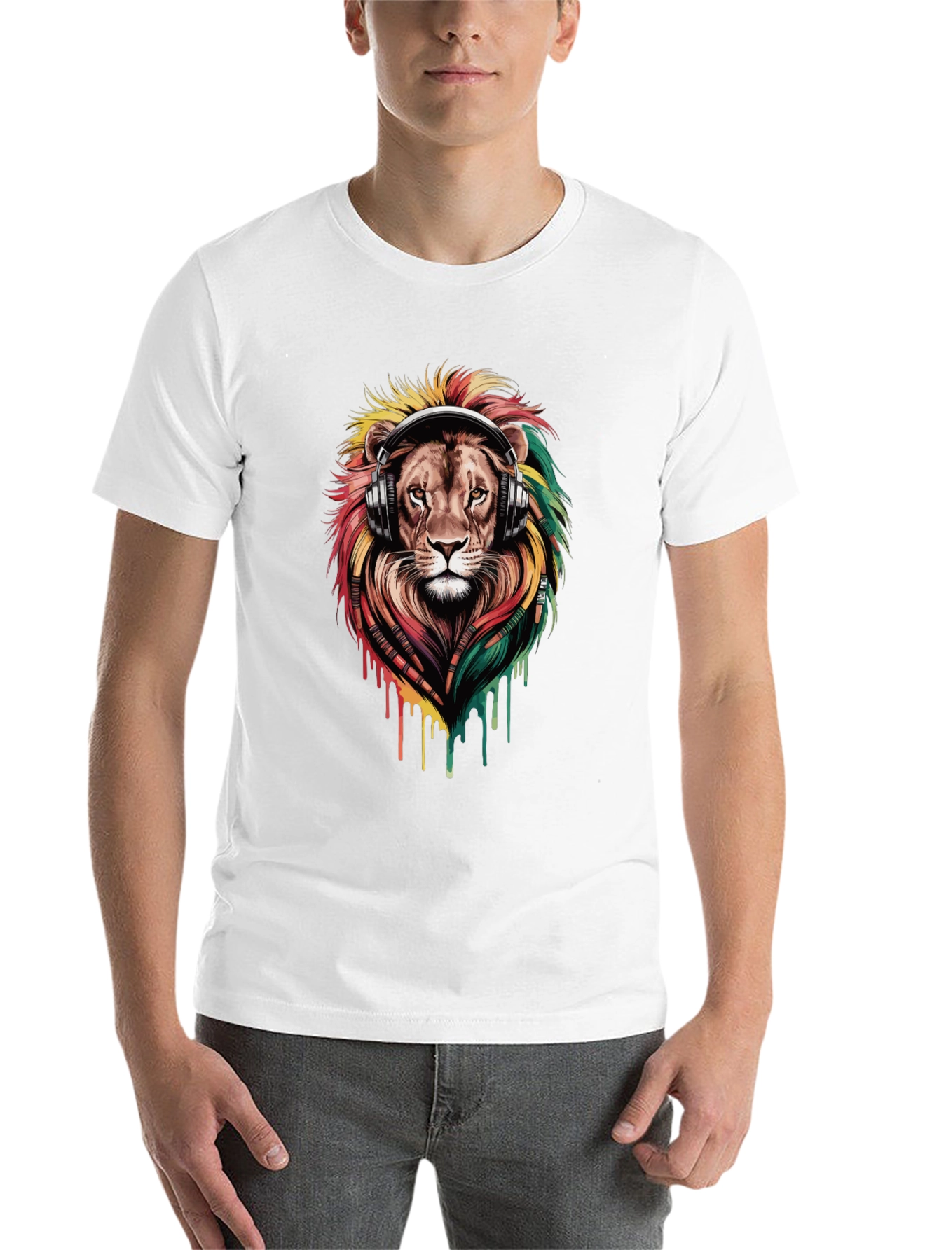 Black Lion Headphones Graphic Tee - Black view 14