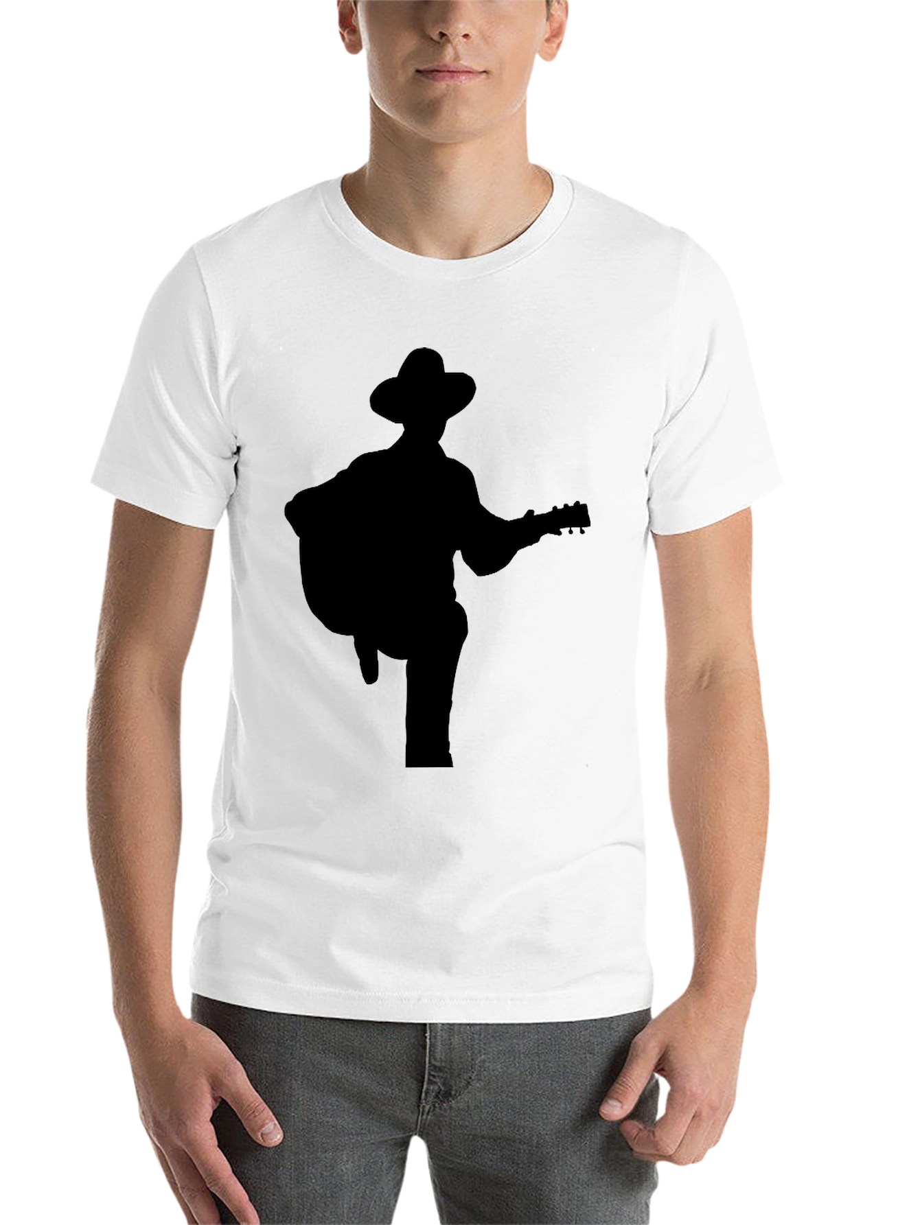 Black Guitar Player Silhouette Tee view 14