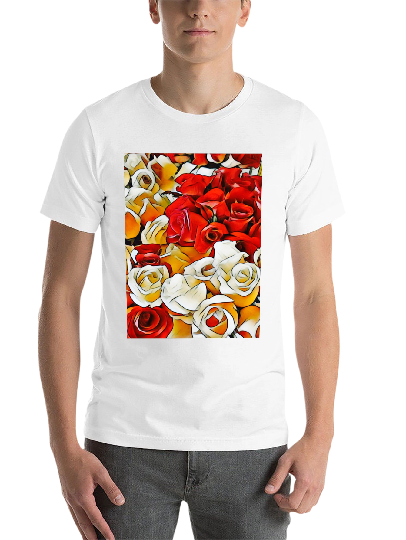 Black Floral Pattern T-Shirt view 14