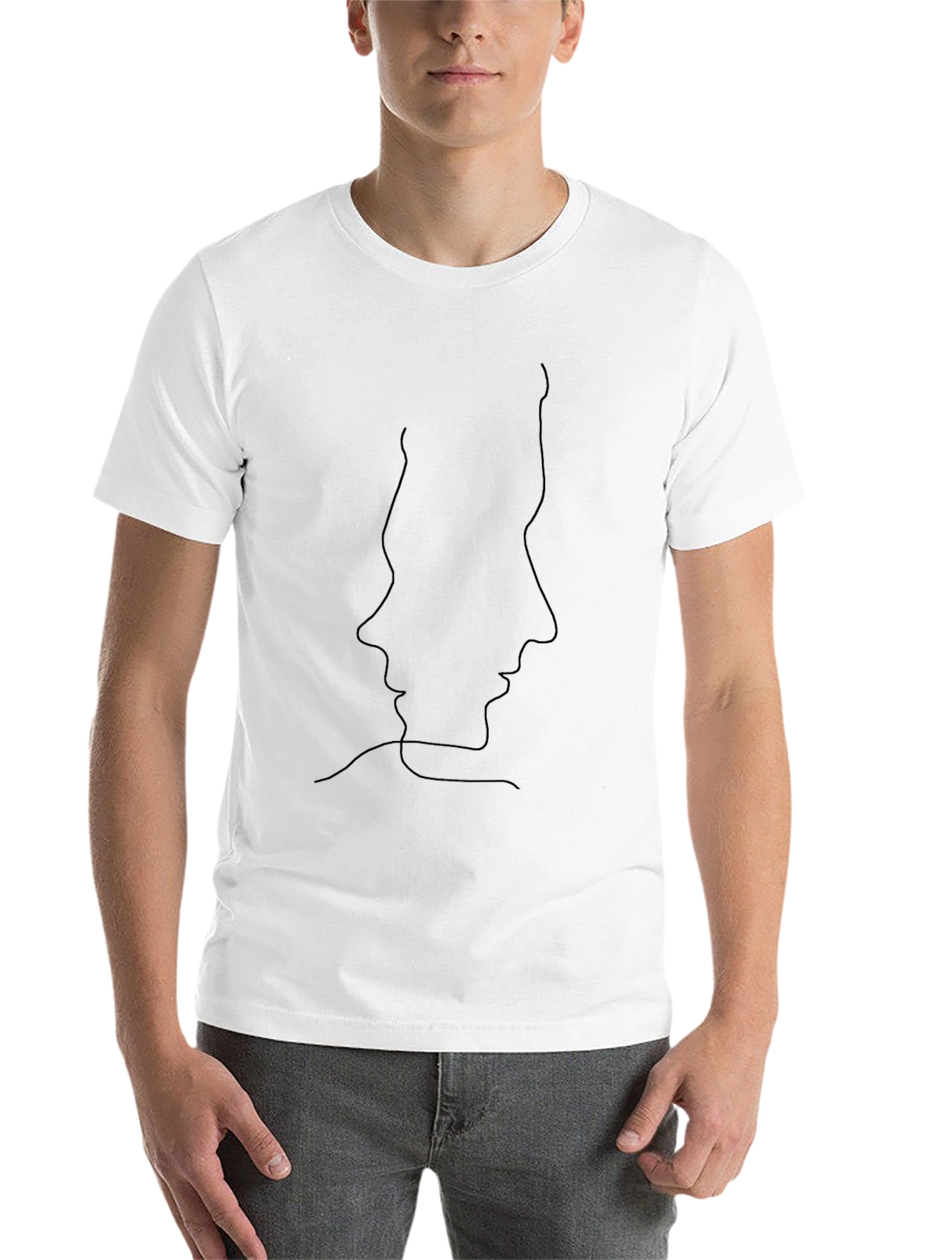 Black Minimalist Faces Graphic Tee - Black view 14