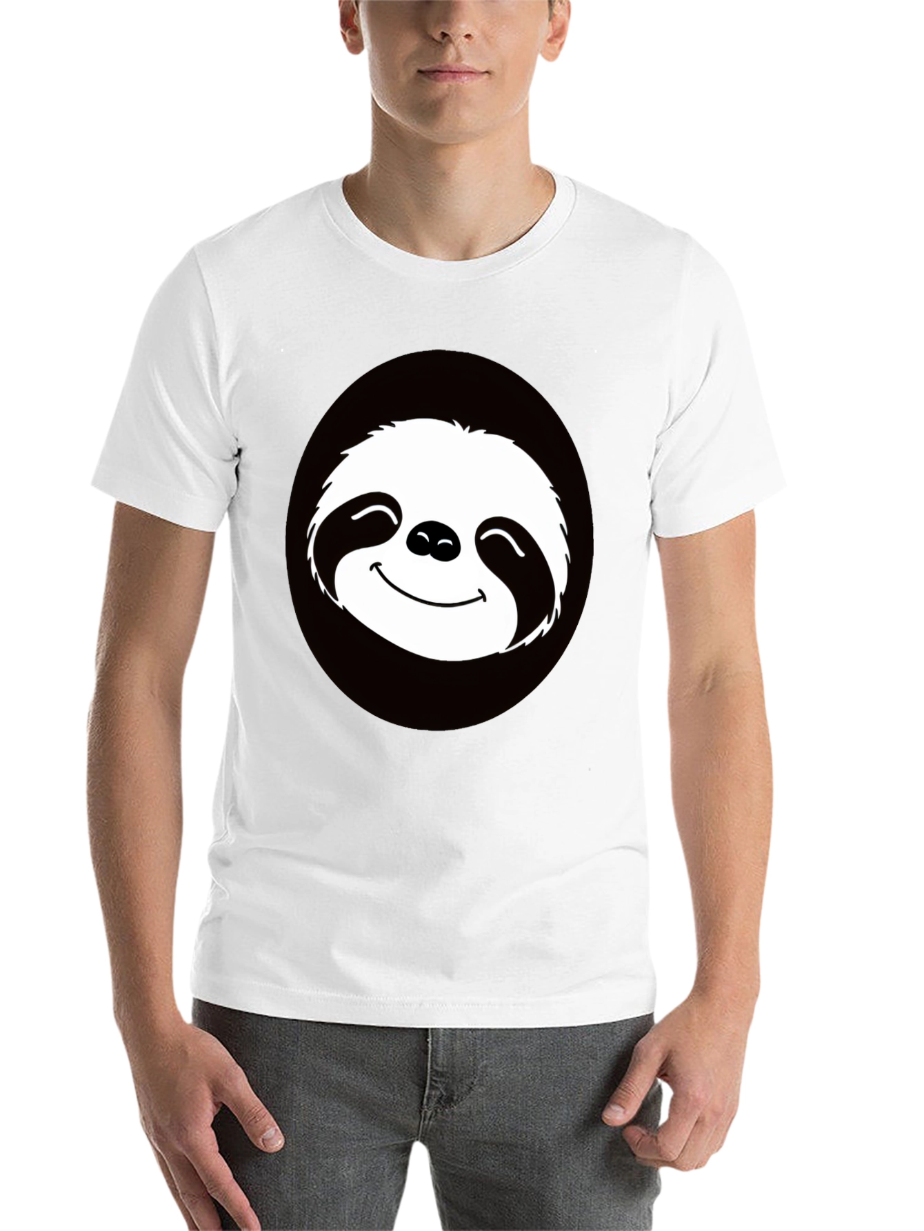 Black Funny Sloth Graphic Tee - Casual Black T-Shirt view 14