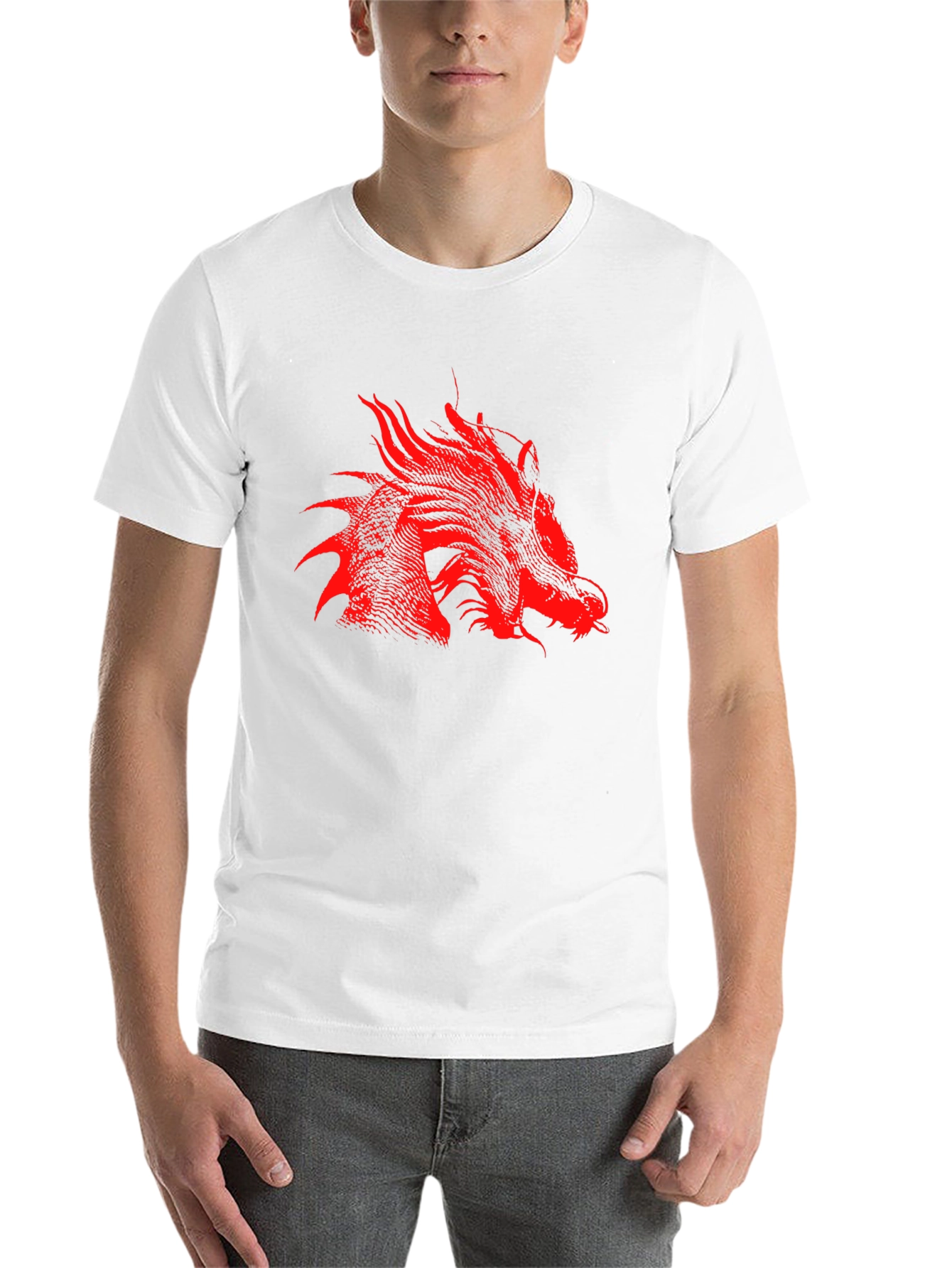 Black Red Dragon Print Black T-Shirt view 14