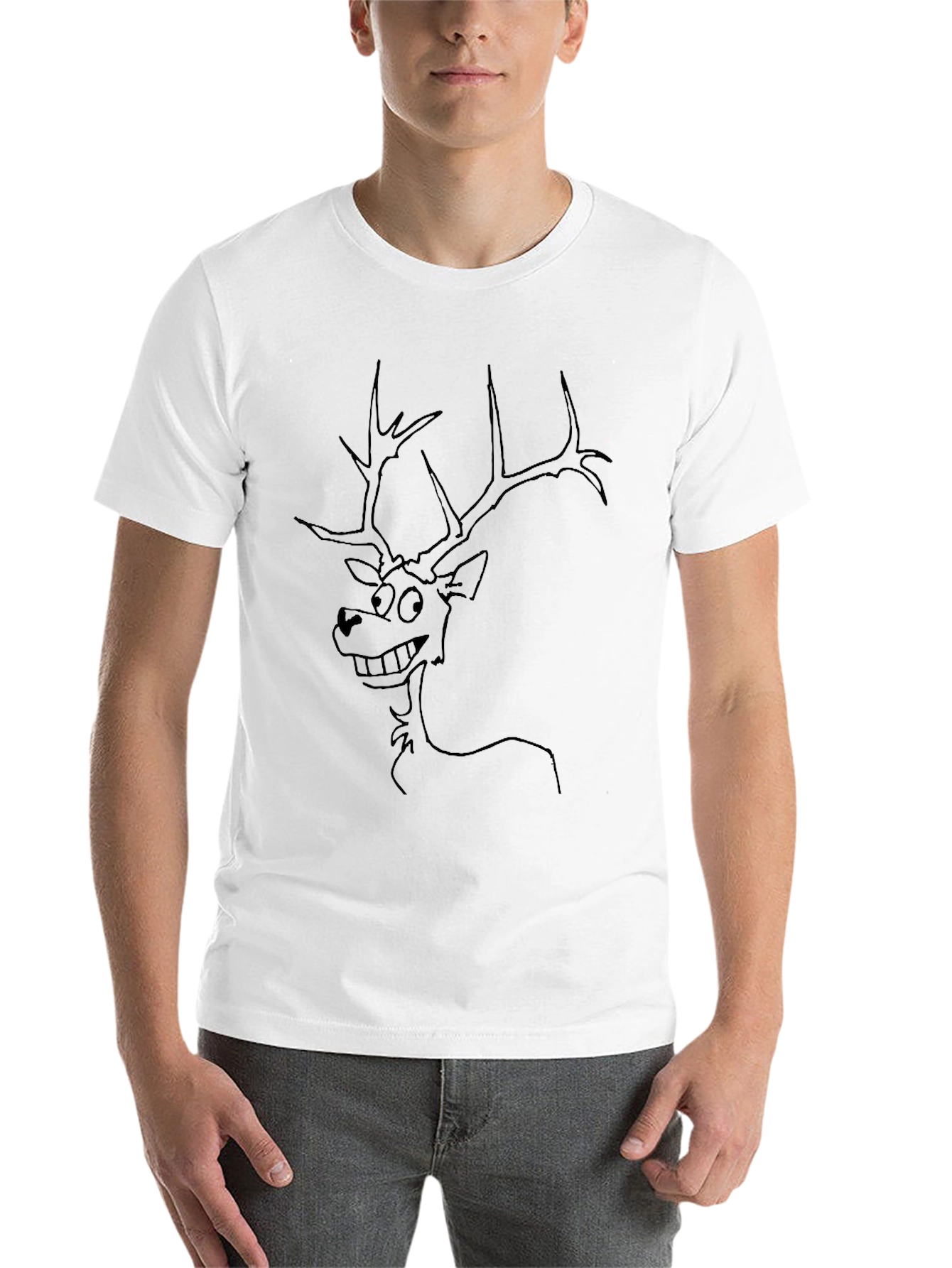 Black Funny Deer Graphic Tee - Black Crew Neck T-Shirt view 14