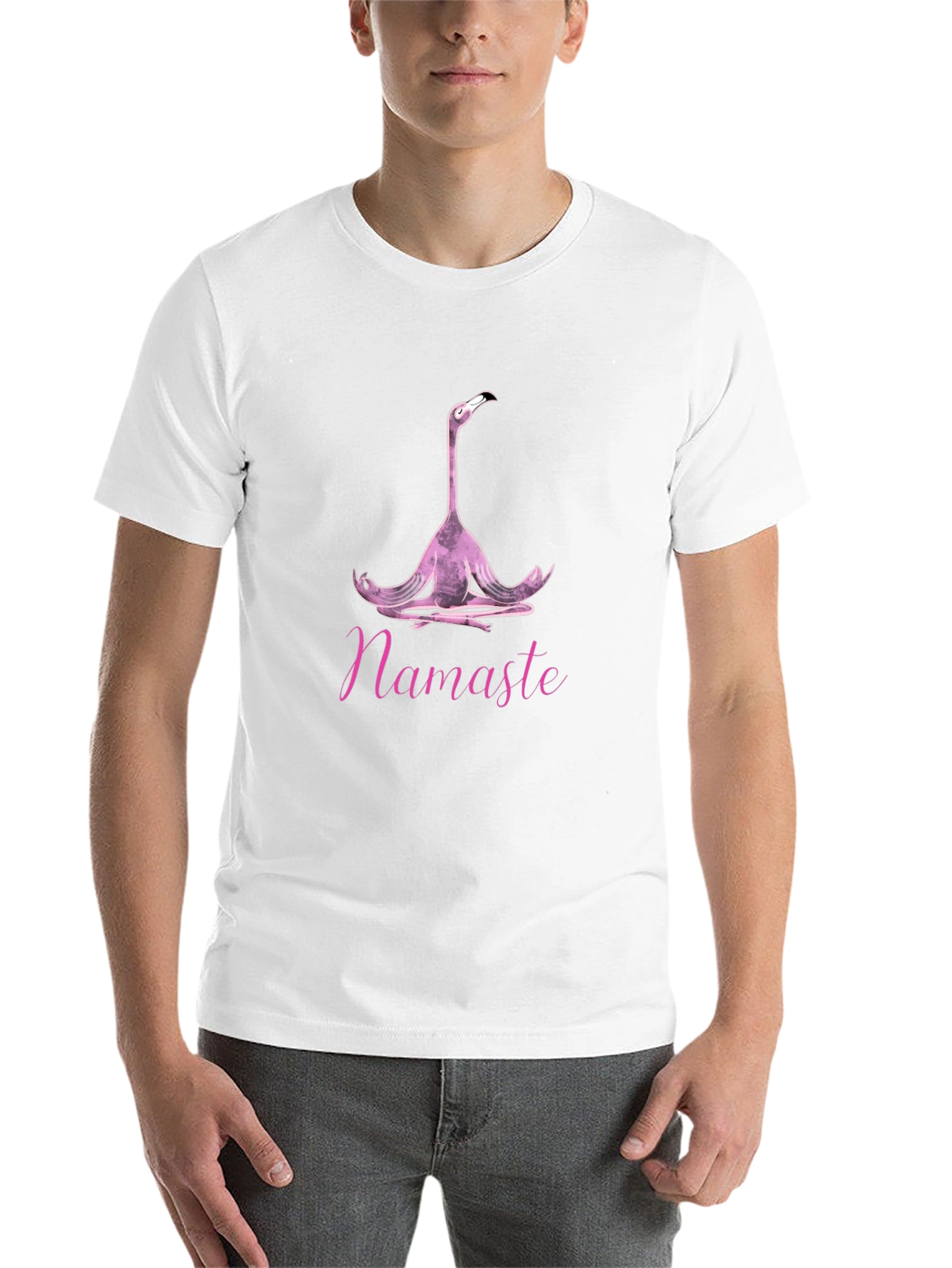 Black Namaste Flamingo Yoga Graphic Tee - Unisex Black T-Shirt view 14