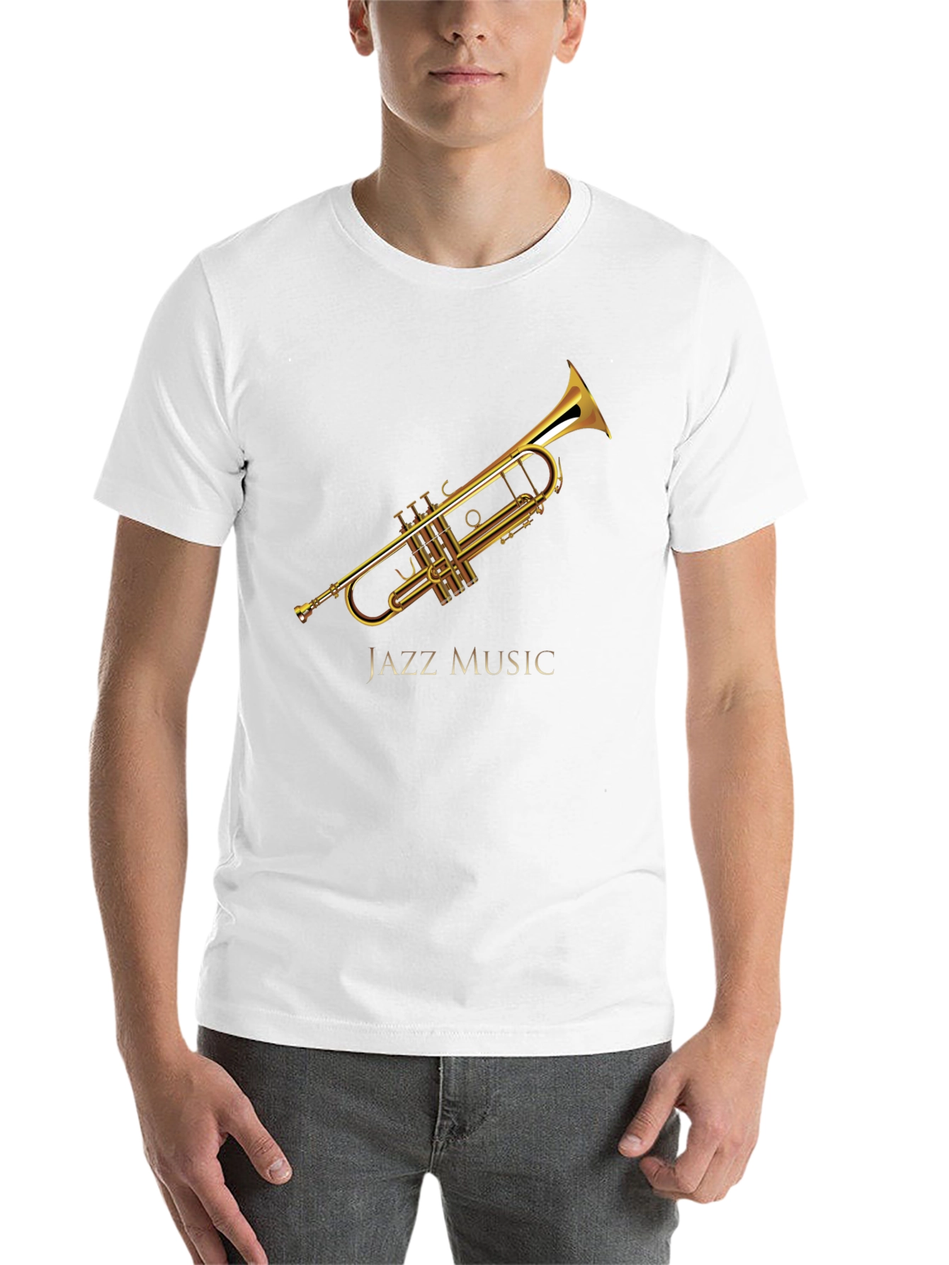 Black Jazz Music Trumpet Graphic Black T-Shirt view 14