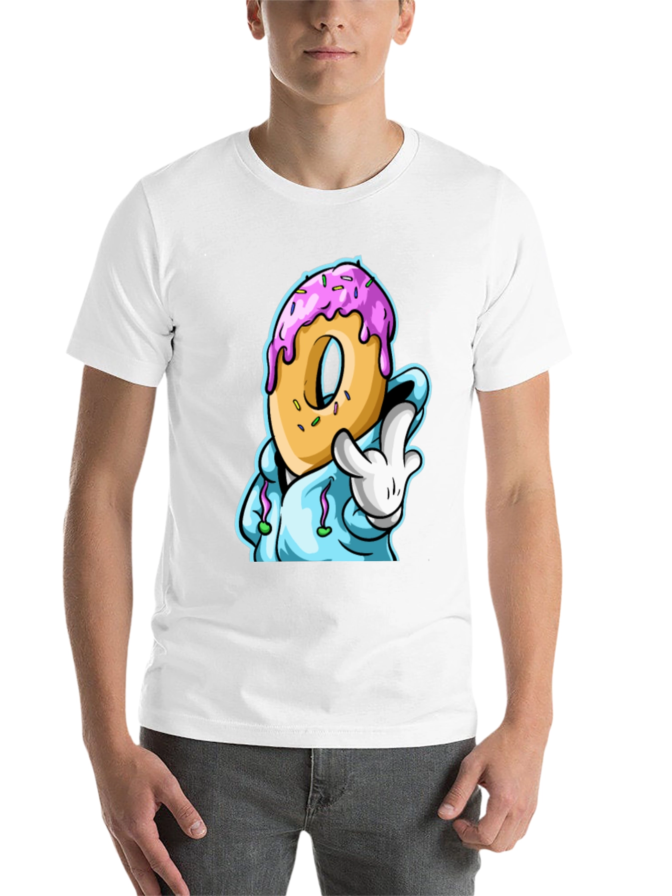 Black Donut Cartoon Graphic Black T-Shirt view 14