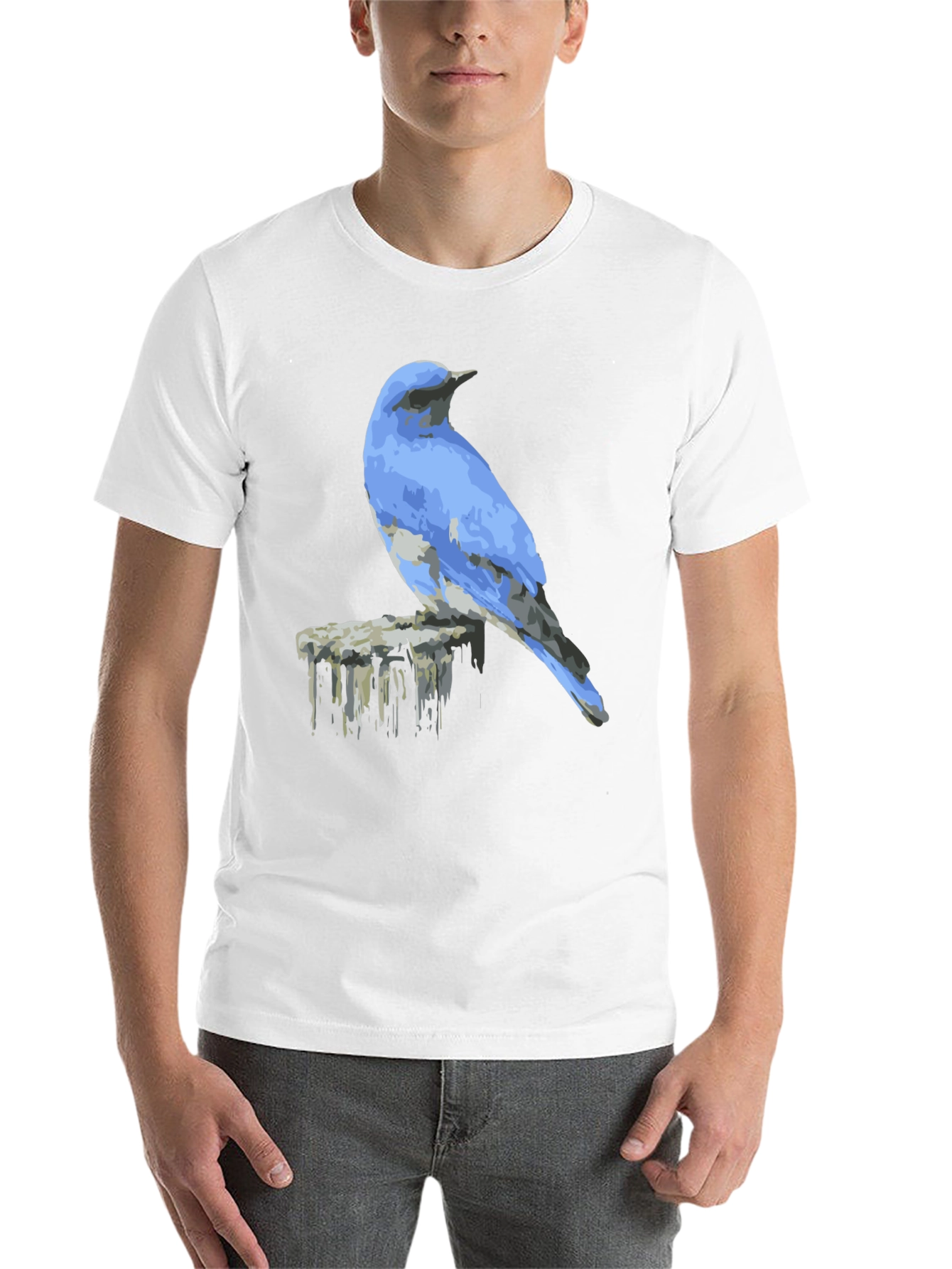 Black Blue Bird on Post Graphic Tee - Black view 14