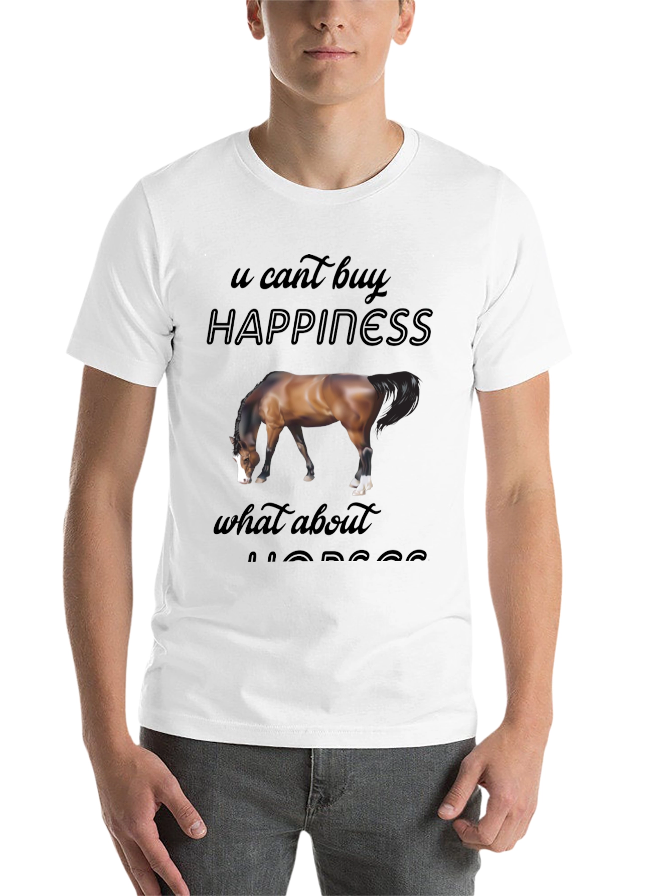 Black Horse Lover T-Shirt: Can't Buy Happiness? What About Horses? view 14