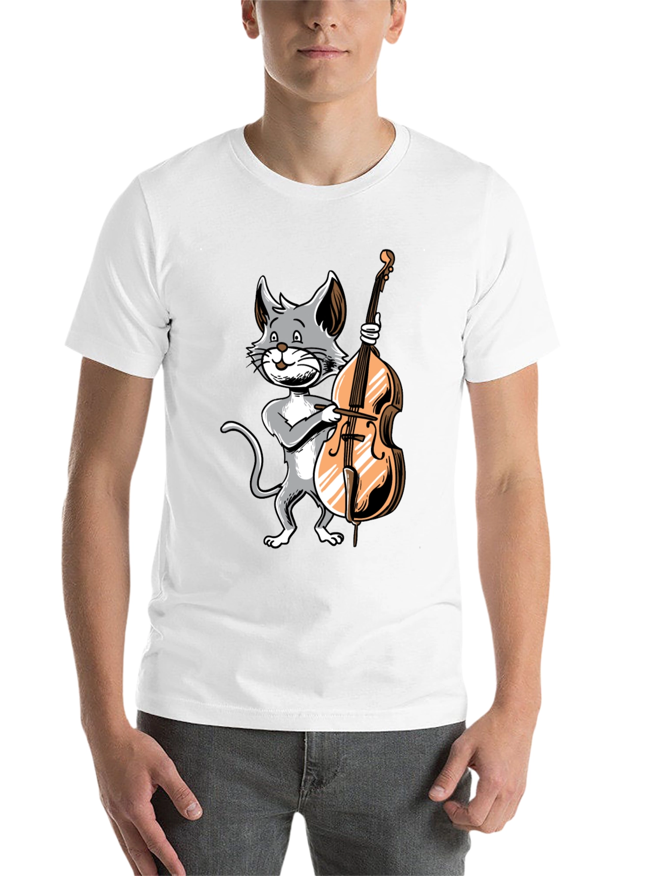 Black Cat Bass Player Graphic T-Shirt view 14
