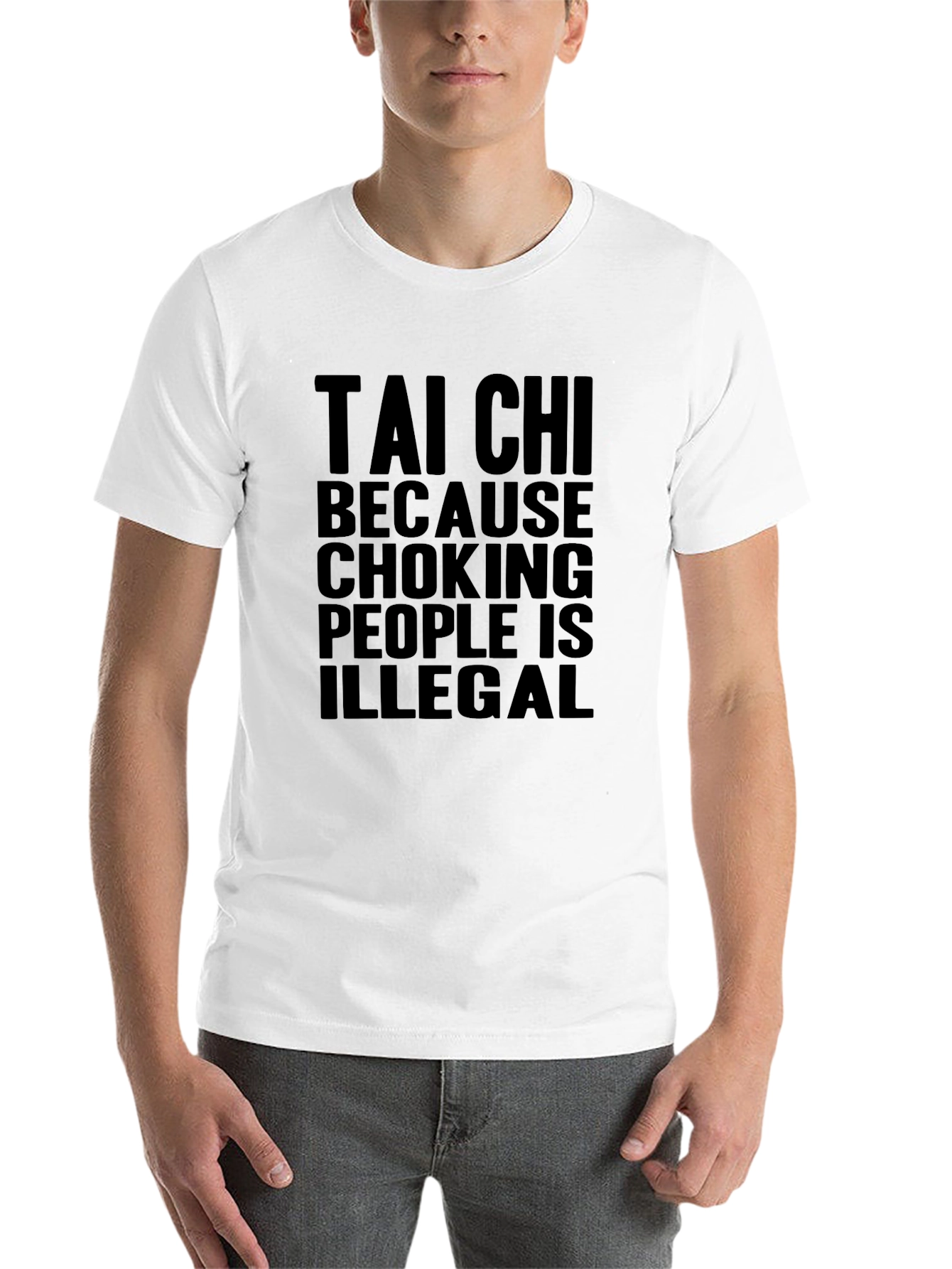 Black Tai Chi Because Choking People is Illegal Black T-Shirt view 14