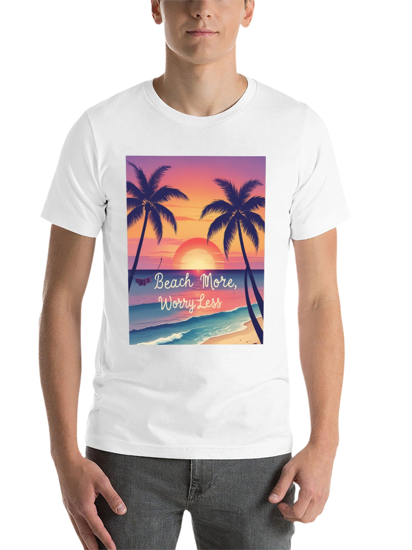 Black Beach More Worry Less T-Shirt view 14