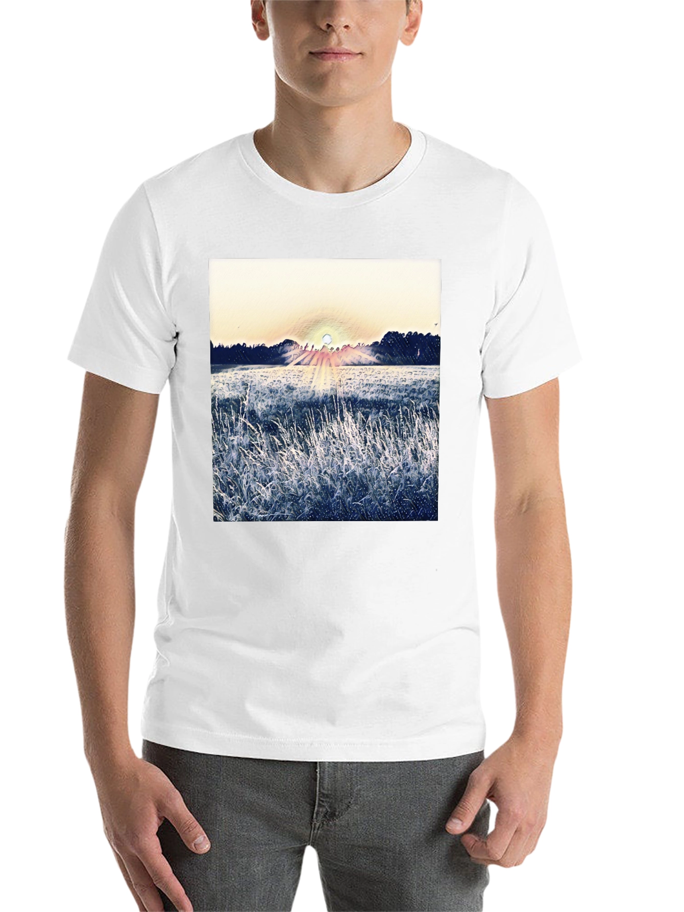 Black Nature Sunrise Graphic T-Shirt - Black view 14