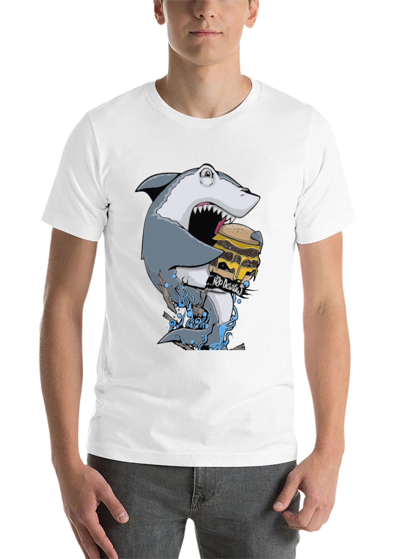 Black Shark Burger Graphic Tee - Black Cotton view 14