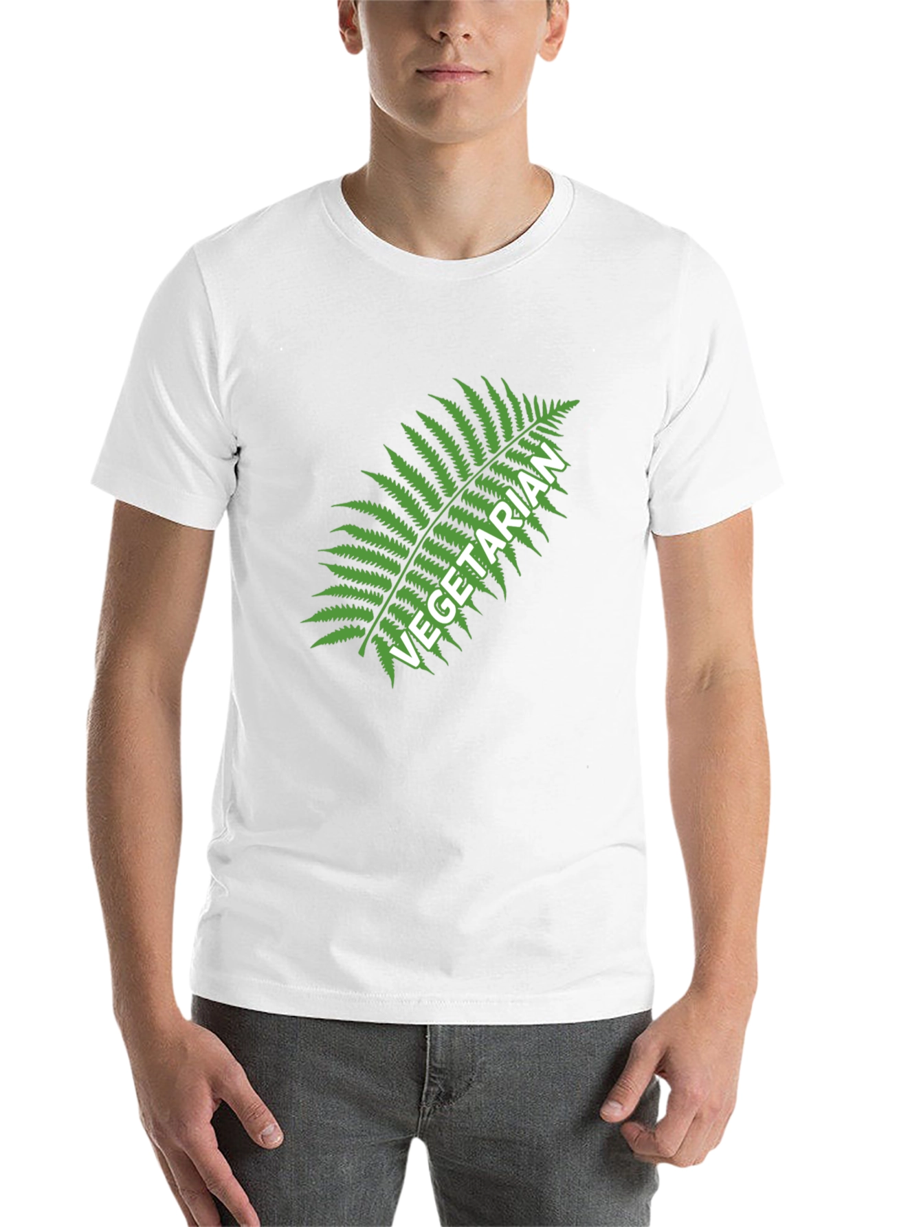 Black Vegetarian Fern Graphic Tee - Black Cotton T-Shirt view 14