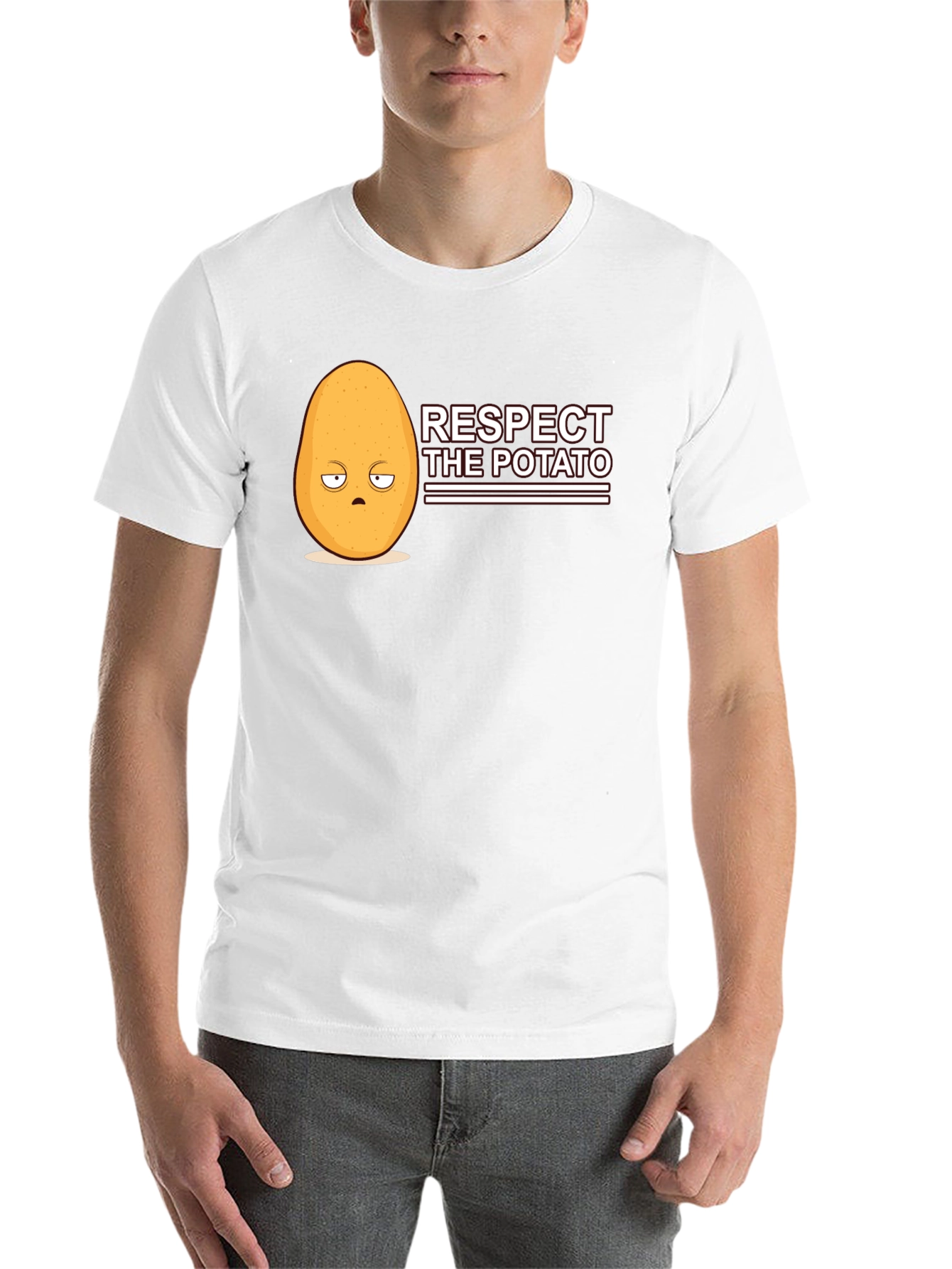 Black Respect the Potato Funny Graphic Tee view 14