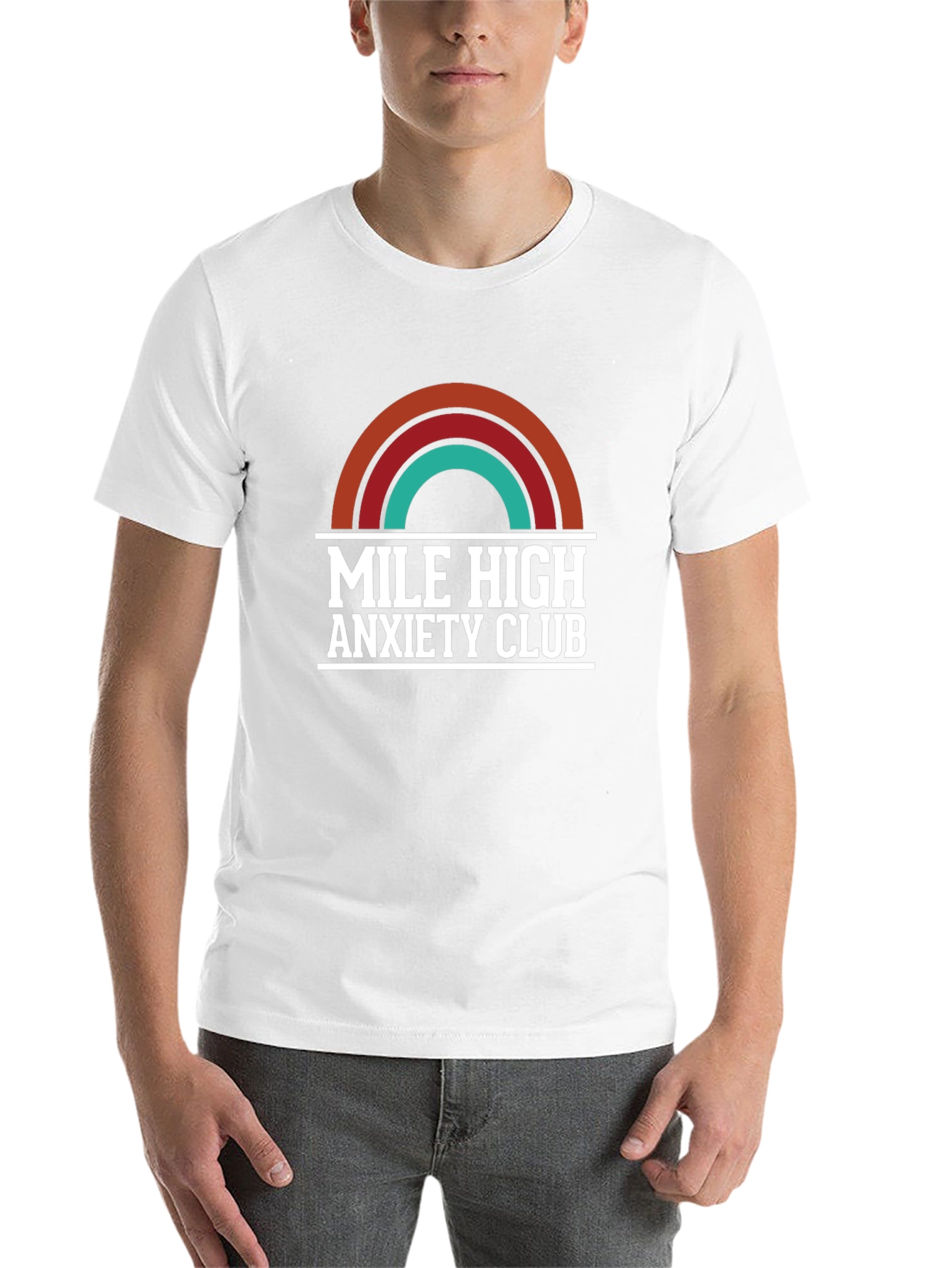 Black Mile High Anxiety Club T-Shirt, Retro Design view 14
