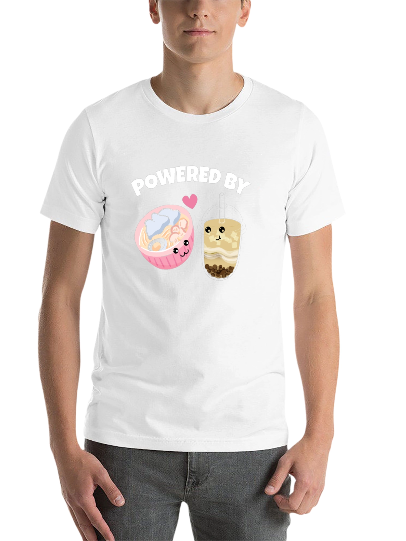 Black Powered By Ramen and Boba T-Shirt view 14